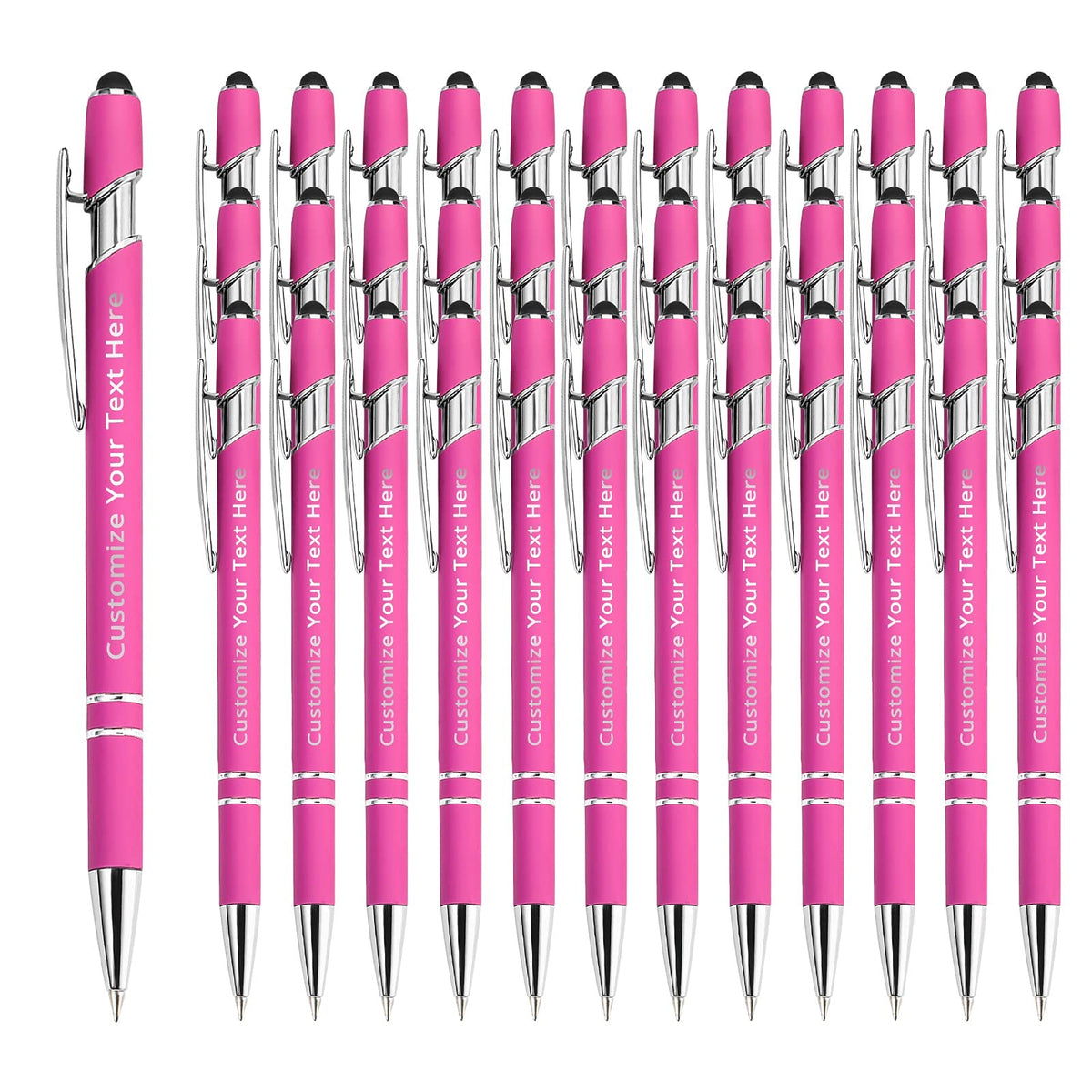 Aolun 36 Personalized Pens in Bulk with Stylus Engraved Custom Pens,Soft Touch Metal,Engraving