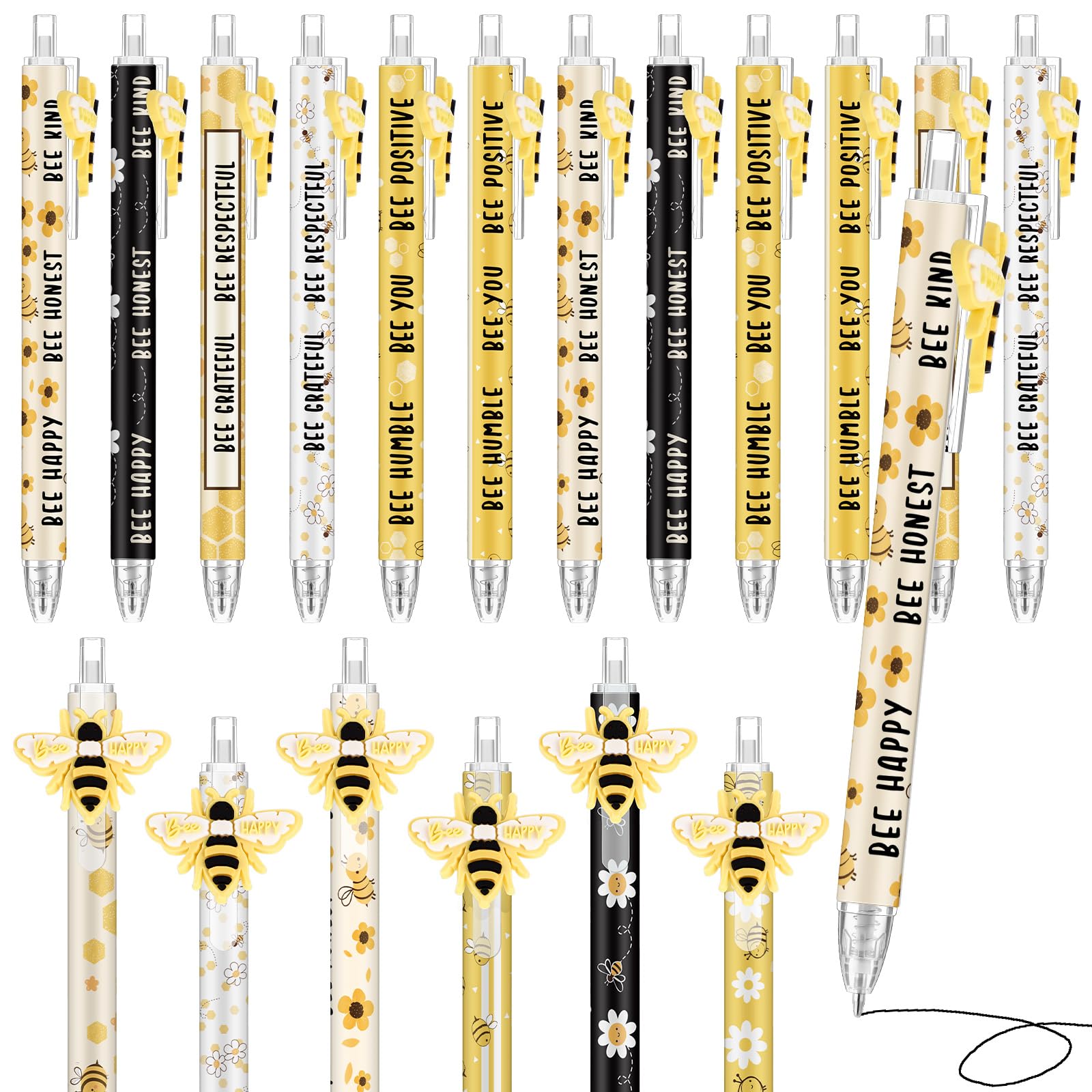 Jetec 48 Pcs Back to School Gifts Inspirational Bee Pens Cute Ballpoint Pens Bulk Employee
