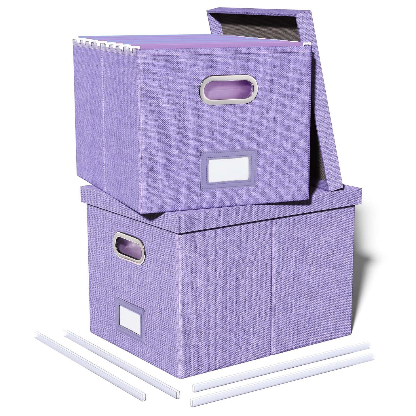Oterri 2 Pack File Storage Organizer, Filing Box, Portable File Box with Lid, Fit for Letter/Legal