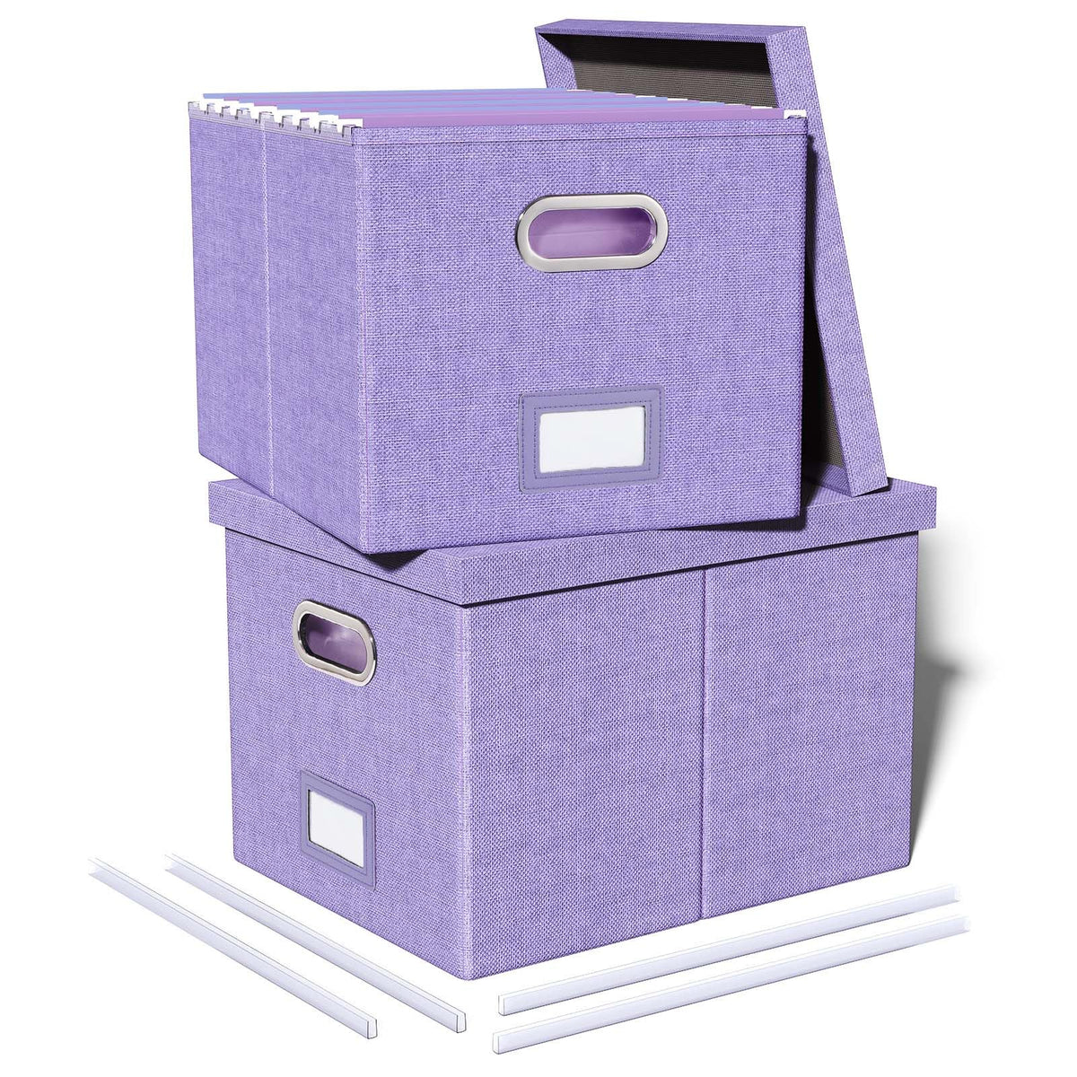 Oterri 2 Pack File Storage Organizer, Filing Box, Portable File Box with Lid, Fit for Letter/Legal