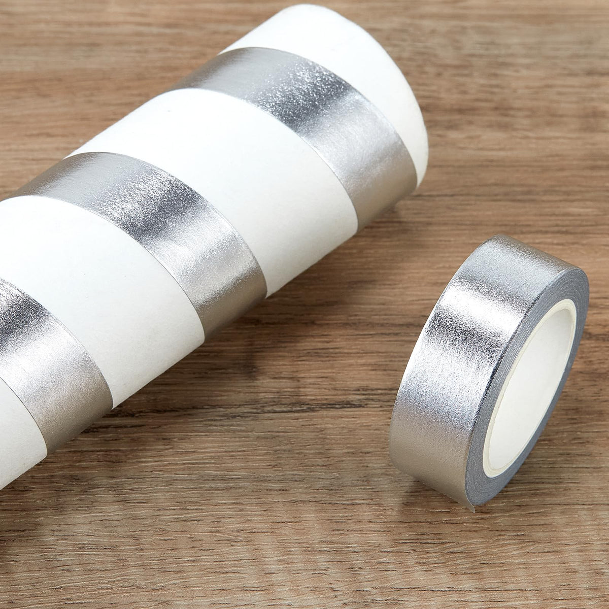 QDiShi 2 Rolls Silver Washi Tape for Wall Decor Decorative,Foil Masking Tape Low Tack Self Adhesive