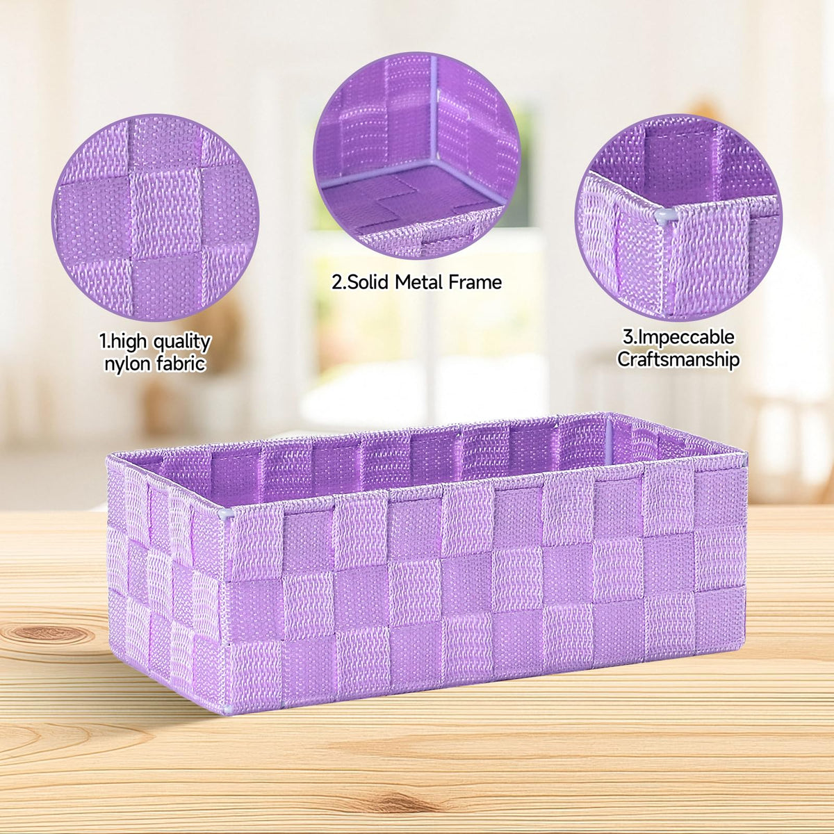 Posprica Woven Storage Baskets for Organizing, Small Black Baskets Cube Bin Container Tote