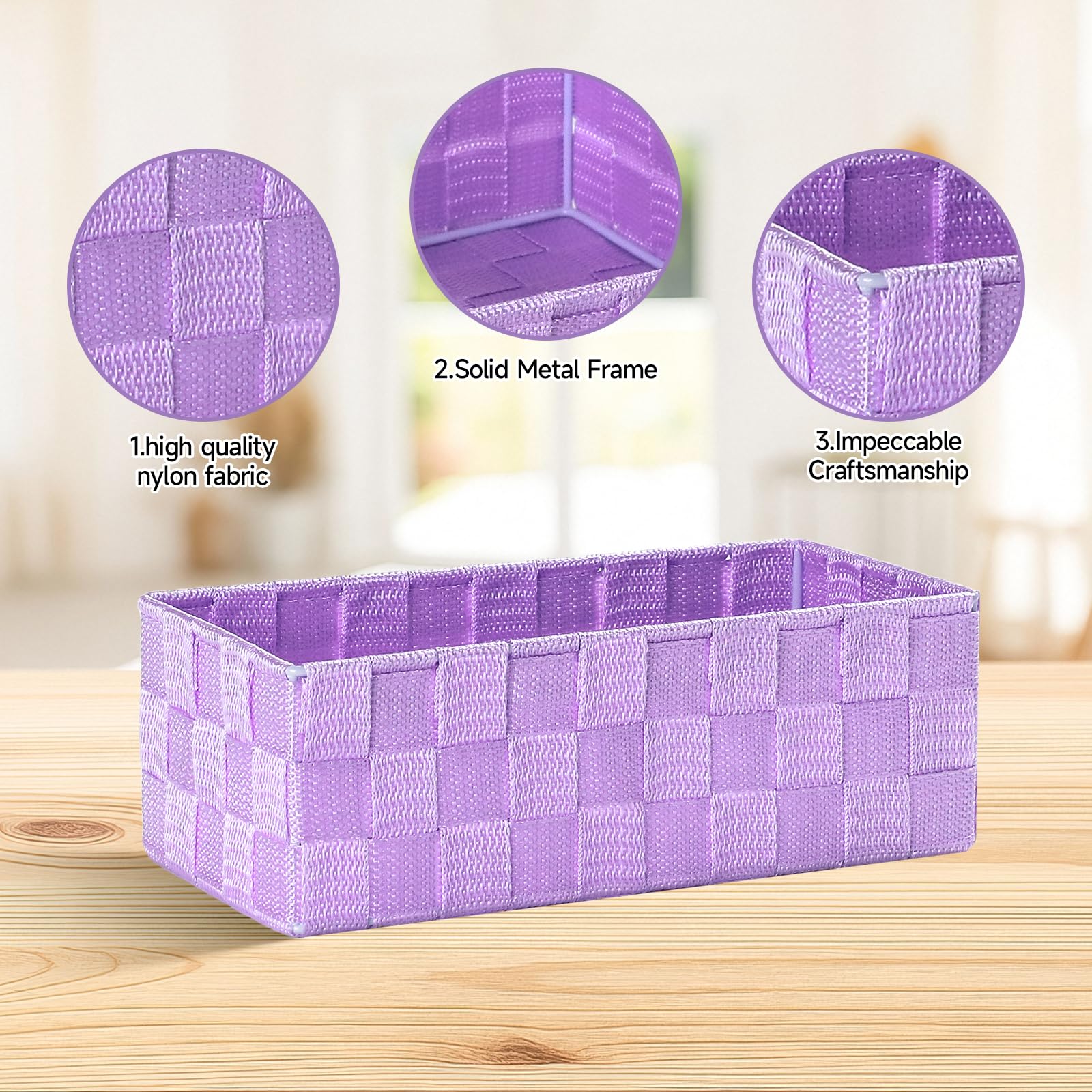 Posprica Woven Storage Baskets for Organizing, Small Black Baskets Cube Bin Container Tote