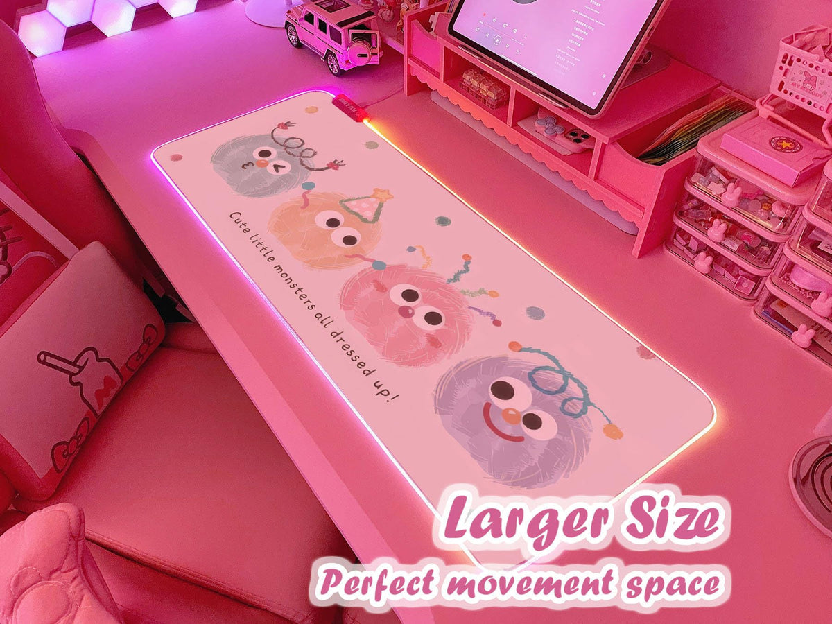 JMIYAV Pink RGB Gaming Mouse Pad 31.5x12 Inch Cute Mousepad PC XL Large Extended Glowing Led Light