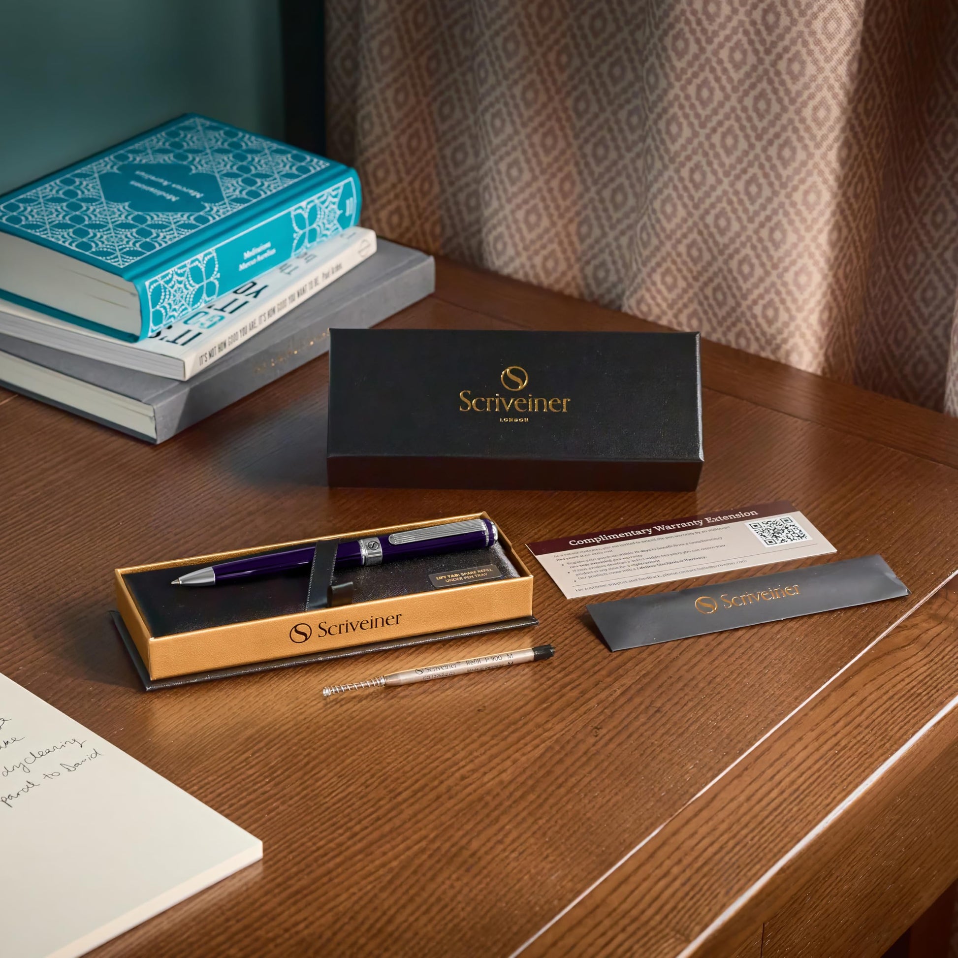 Scriveiner Aubergine Lacquer Ballpoint Pen - Stunning Luxury Pen, Schmidt Black Refill, Best Gift