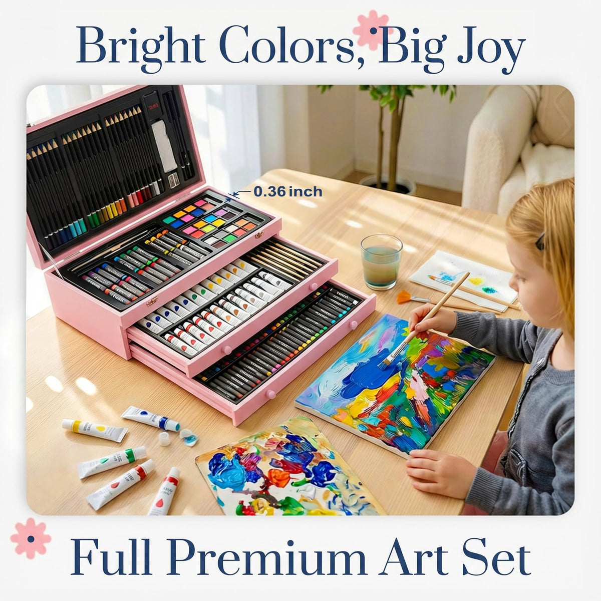 194 Piece Deluxe Art Set, Painting Drawing Art Supplies with 4 Drawing Pads, Acrylic Paints