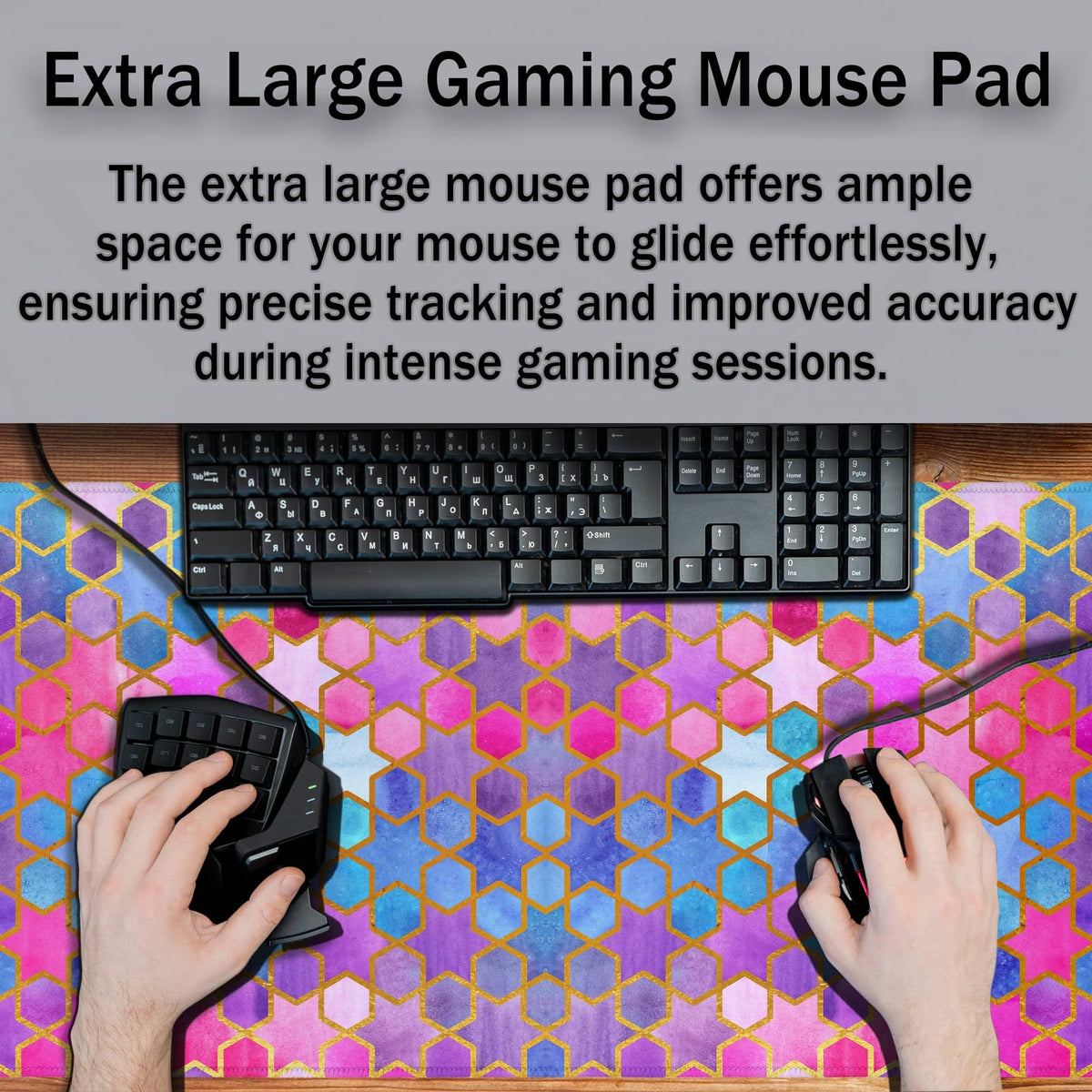 Samgula Large Desk Pad Purple Pink Full Desk Mat, Keyboard Gaming Mouse Pad Women Office Decor Big