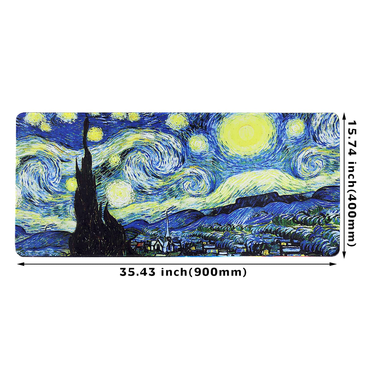 Meffort Inc Extra Large Extended Gaming Desk Mat 34.75 x 15.25 inch Mouse Pad - The Starring Night
