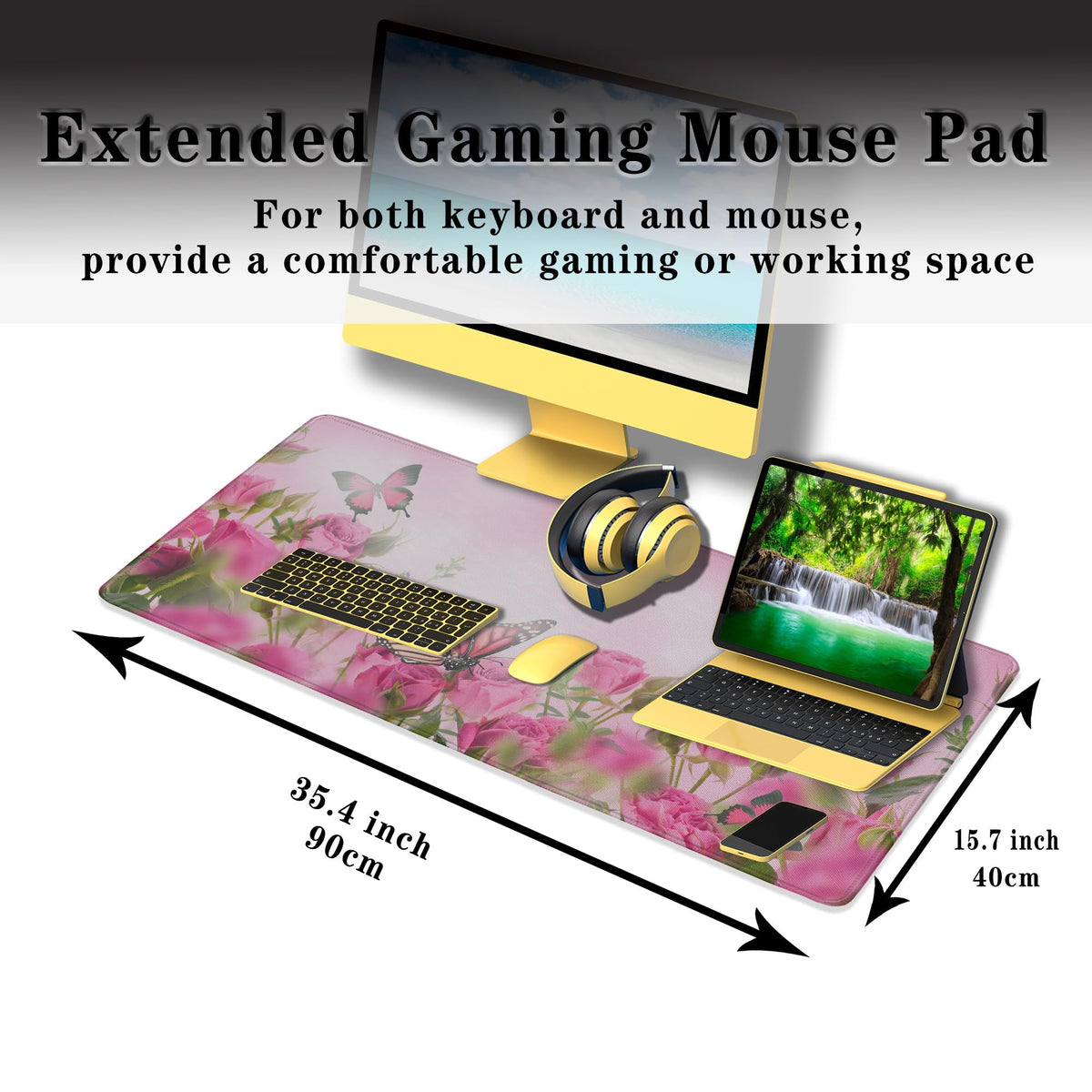 Samgula Computer Desk Mat Pink, Large Gaming Mouse Pads Desk Pad for Women Big Mouse Pad, Chic