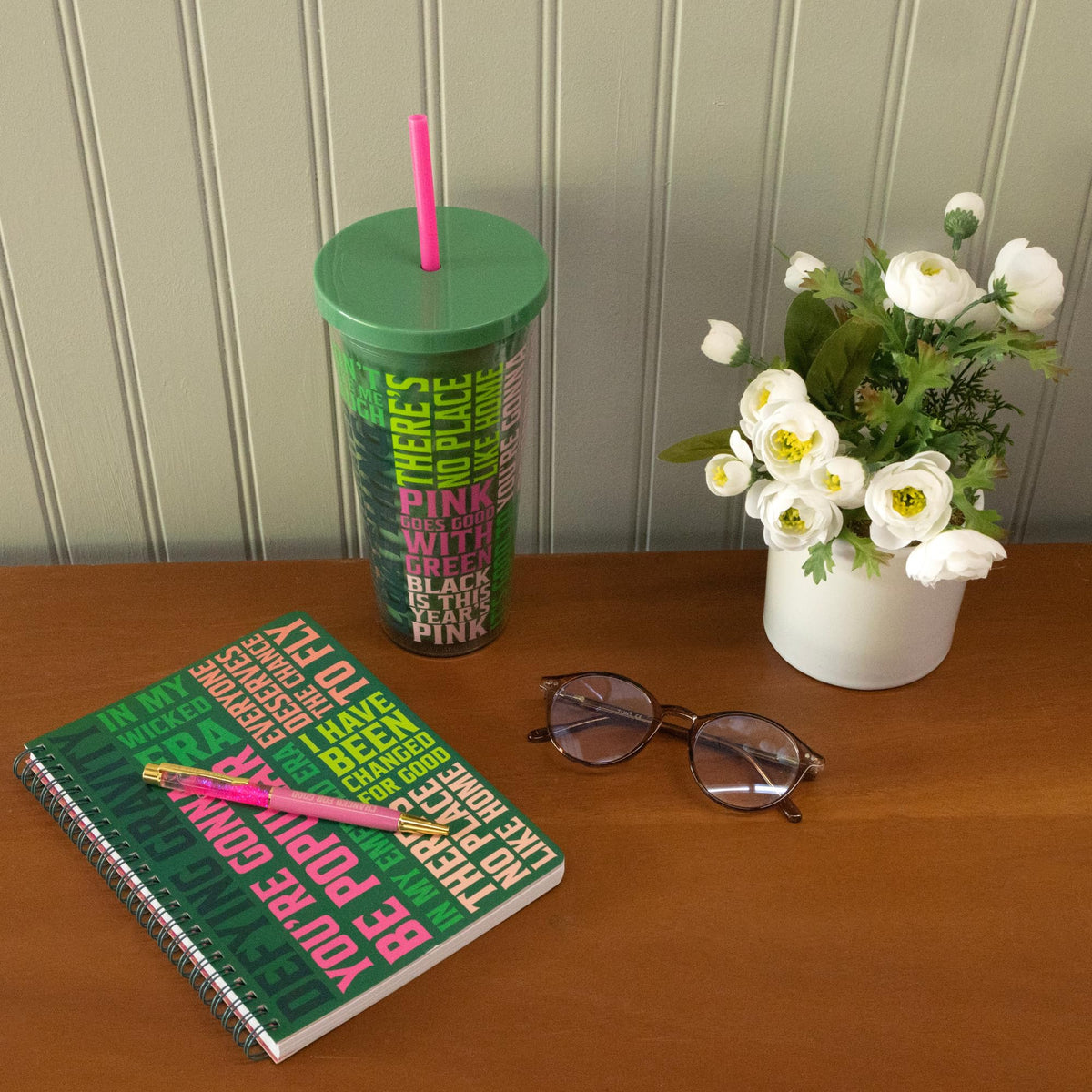 Steel Mill & Co. Glitter Bomb Pen Set of 2, Pink and Green