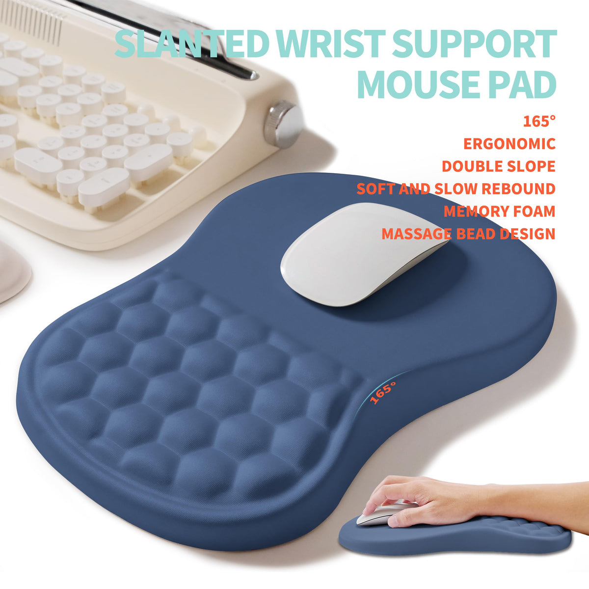 KUOSGM 2-in-1 Ergonomic Set, Wave Rise Keyboard Wrist Rest and Massage Bulge Slope Mouse Pad Wrist