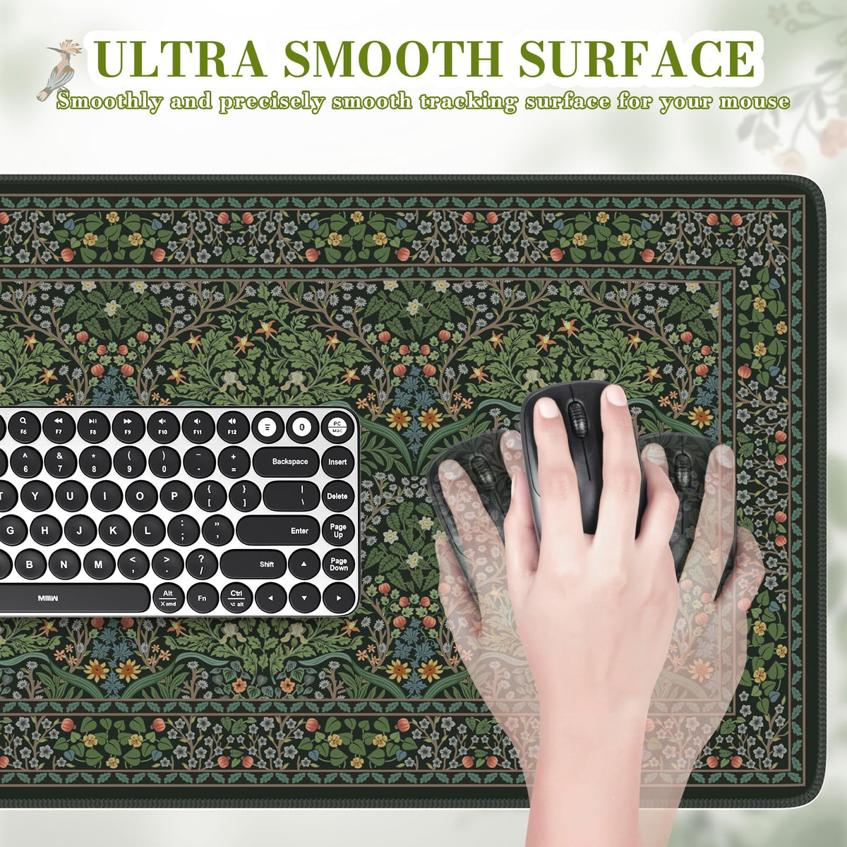 iCasso Retro Mouse Pad, Desk Pad Mat, Full Desk Large Mousepad, Green