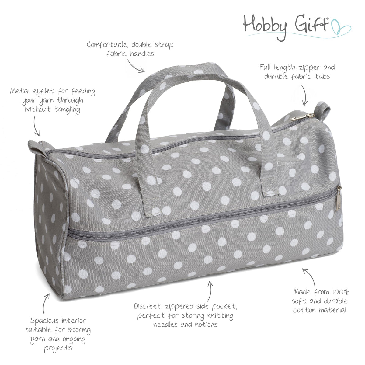 Hobby Gift Knitting Bag Large Yarn Storage Bag with Zippered Compartments for Knitting Needles