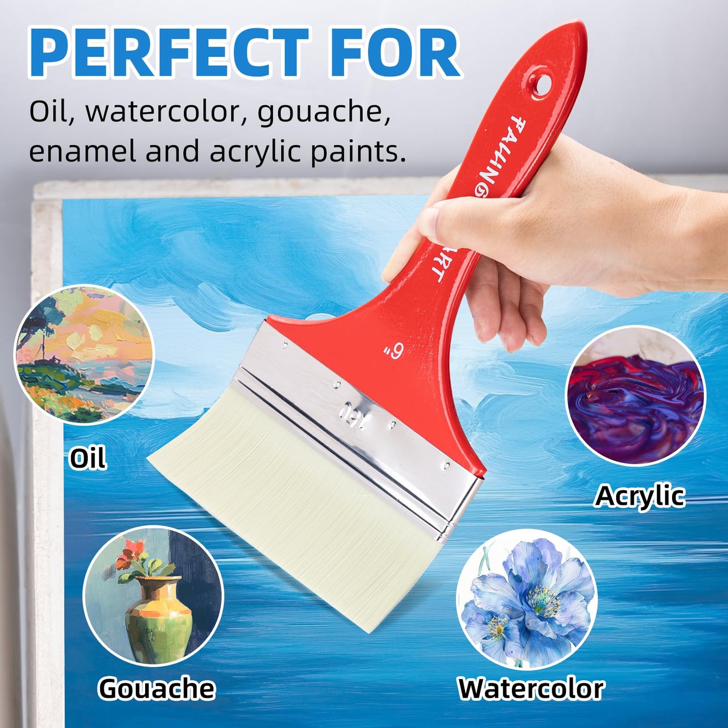 Falling in Art Large 6 Inch Flat Paddle Paint Brush