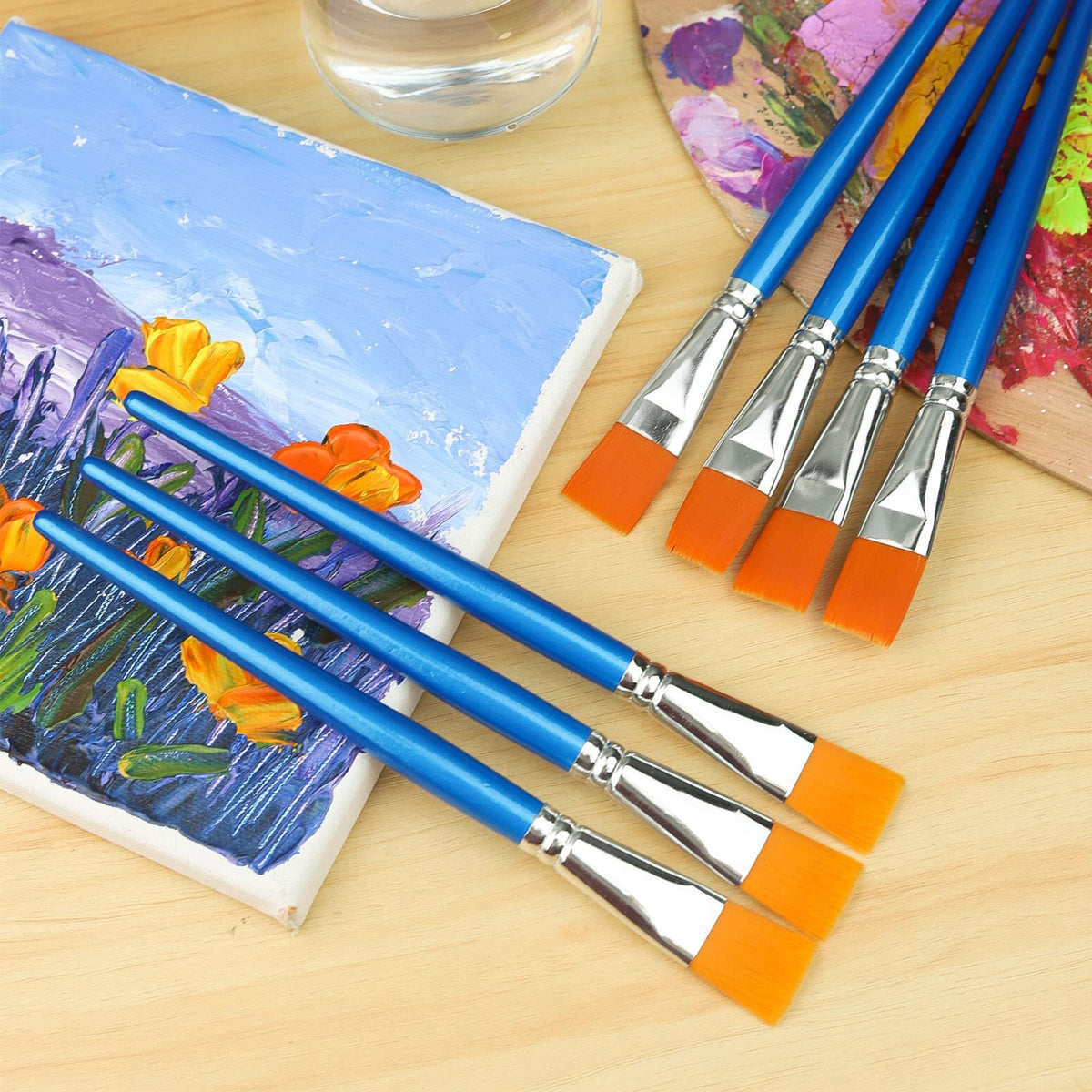 GACDR 1 Inch Flat Paint Brushes, 32 Bulk Acrylic Brushes for Watercolor