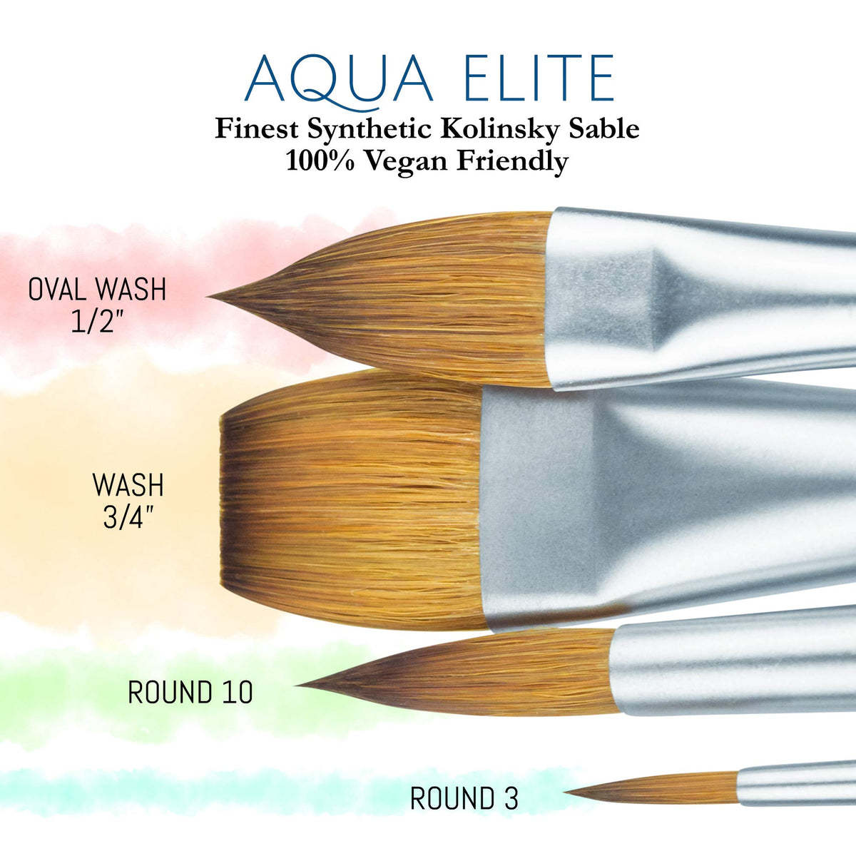 Princeton Artist Brush Co Aqua Elite 4850 Series - 4pc Watercolor Brush Set - Synthetic Watercolor
