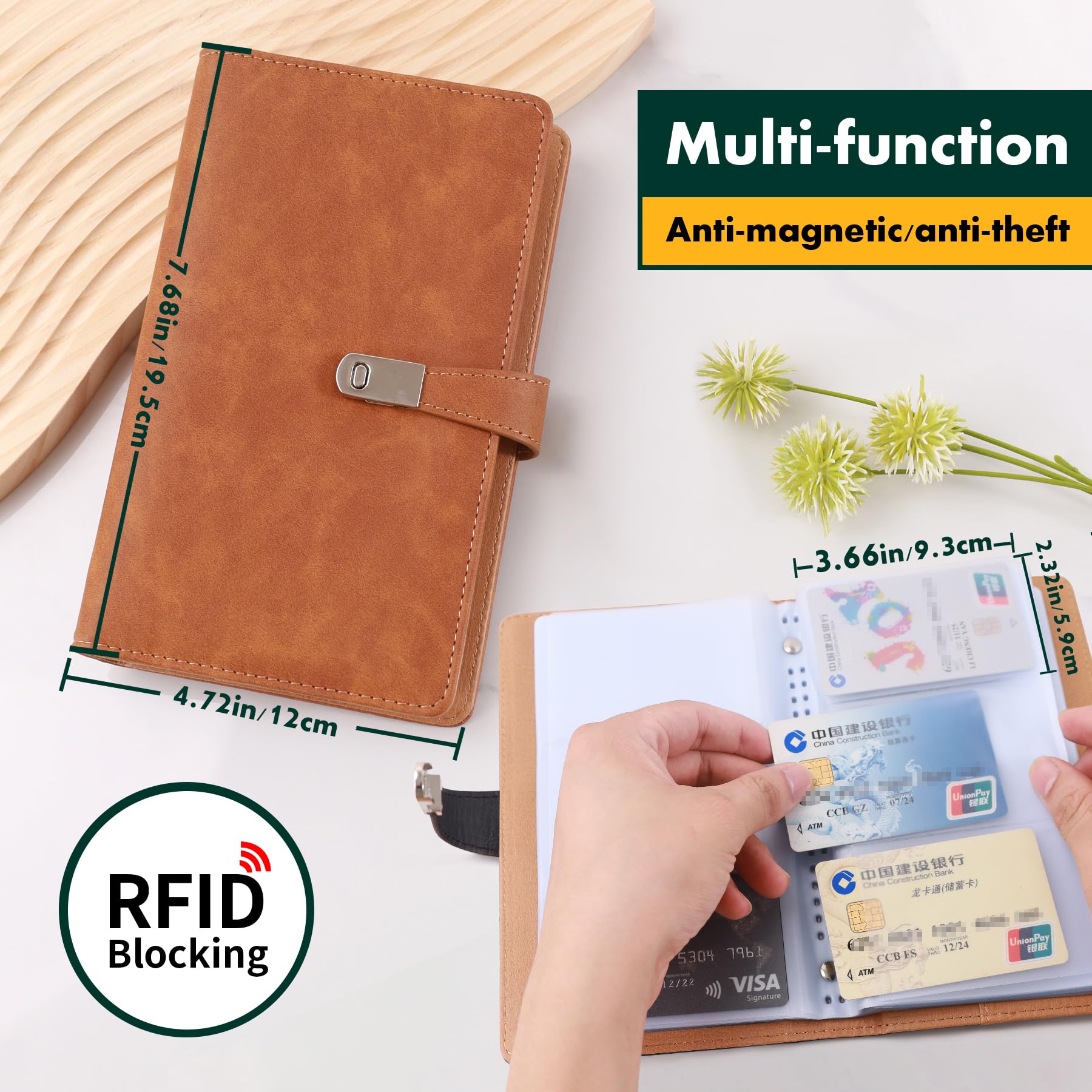 XMLINPER Business Card Organizer holder Book,Credit Card holder,Leather Card Organizer Business