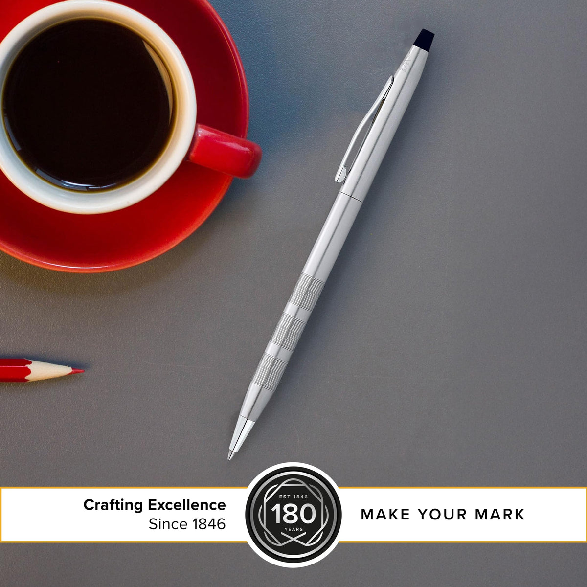 Cross Classic Century Diamond Cut Satin Ballpoint Pen, Black Ink