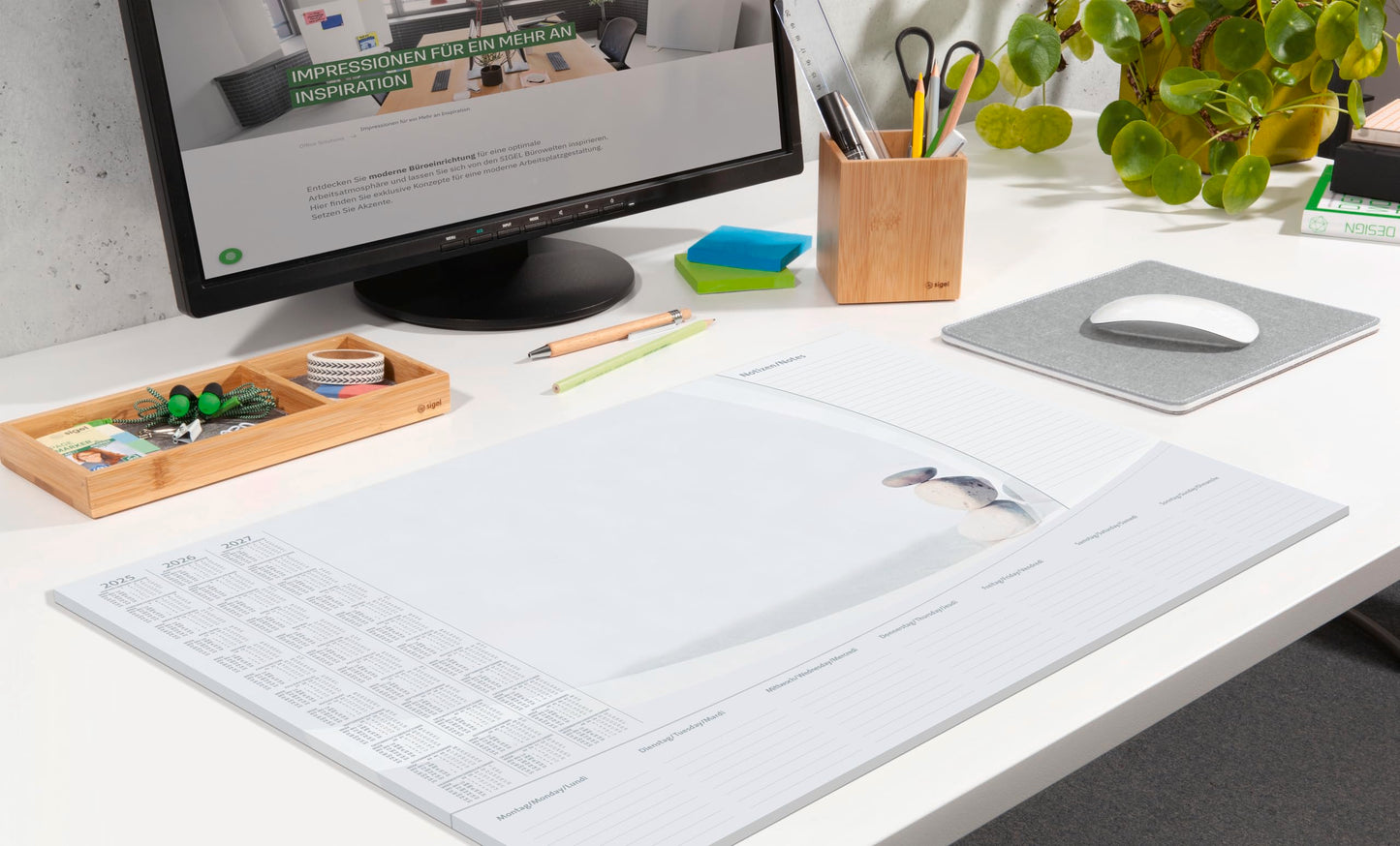 Sigel HO370 Desk pad, Design, Harmony with 3-Year Calendar and Weekly Planner, D/GB/F, 23.43 x