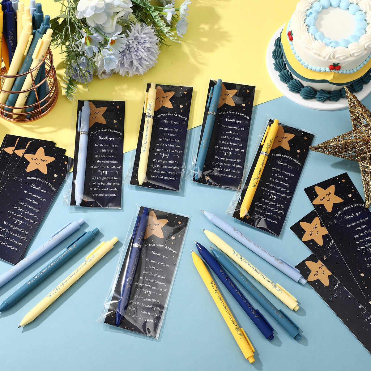 Engrowtic 50 Set Baby Shower Gifts Pens for Guest Twinkle Twinkle Little Star Baby Shower Party