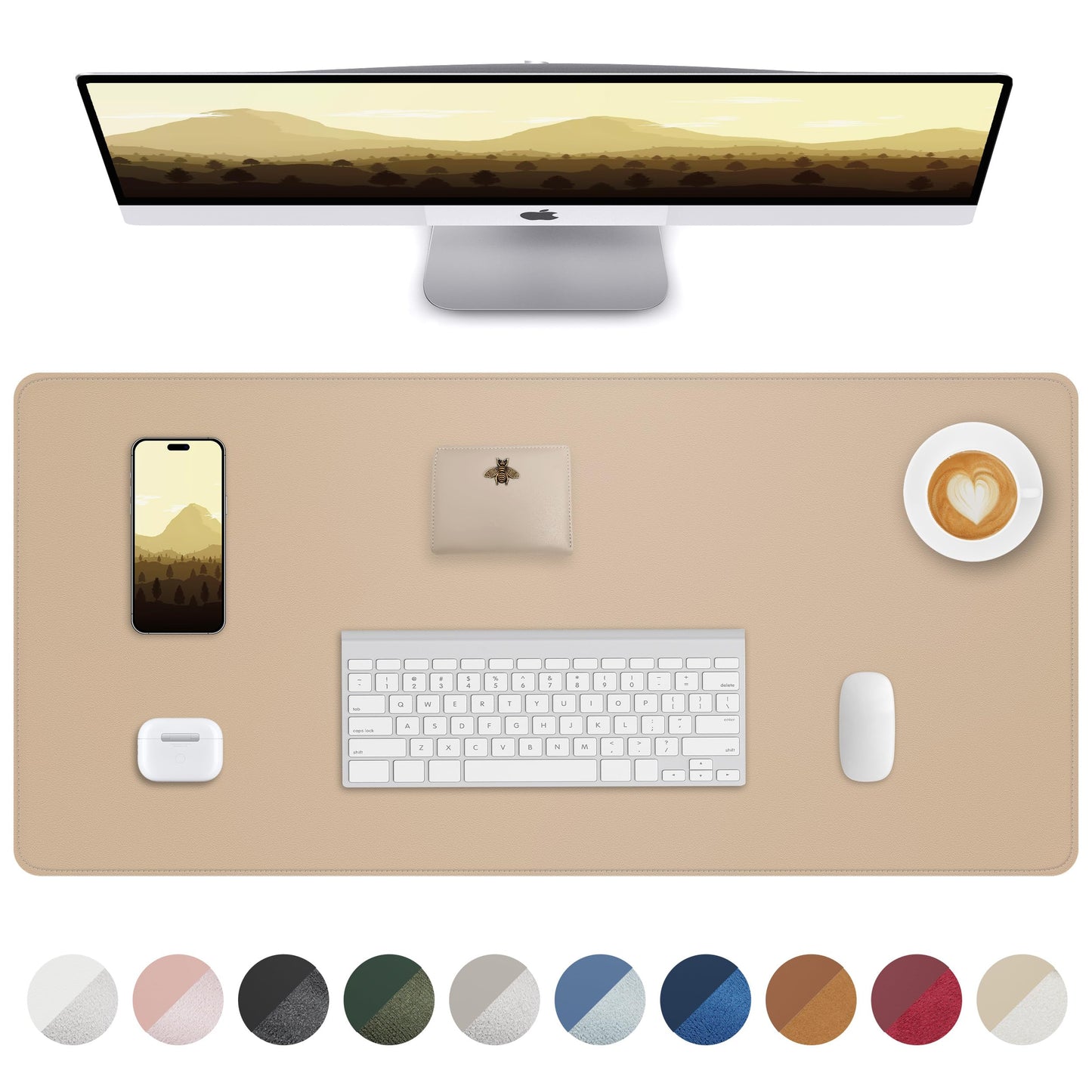Leather Desk Protector, Large Mouse Pad & Waterproof PU Leather Blotter Mat - Non-Slip Desk Cover