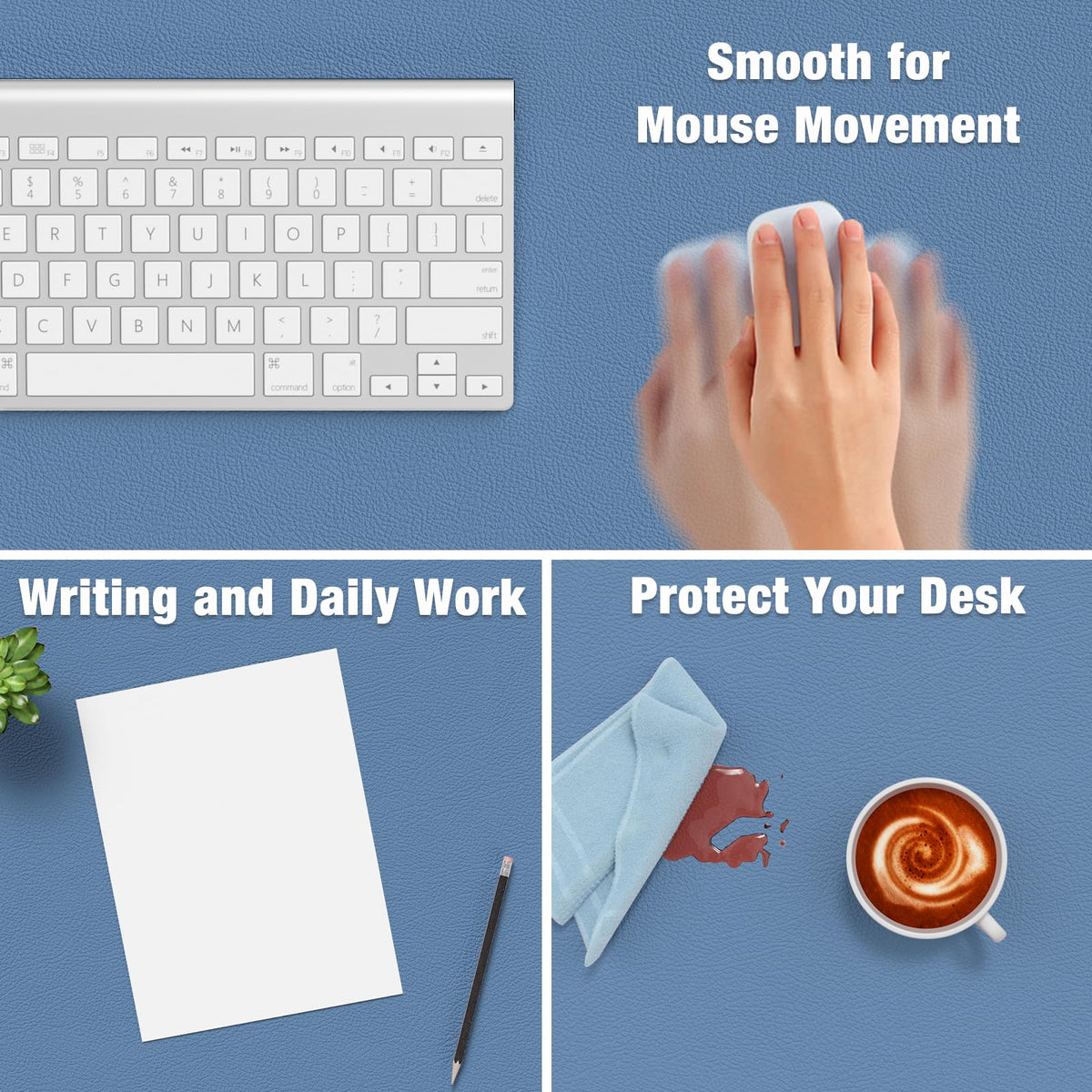 Hsurbtra Desk Pad, 48" x 17" PU Leather Desk Mat, XXXL Extended Mouse Pad, Waterproof Desktop