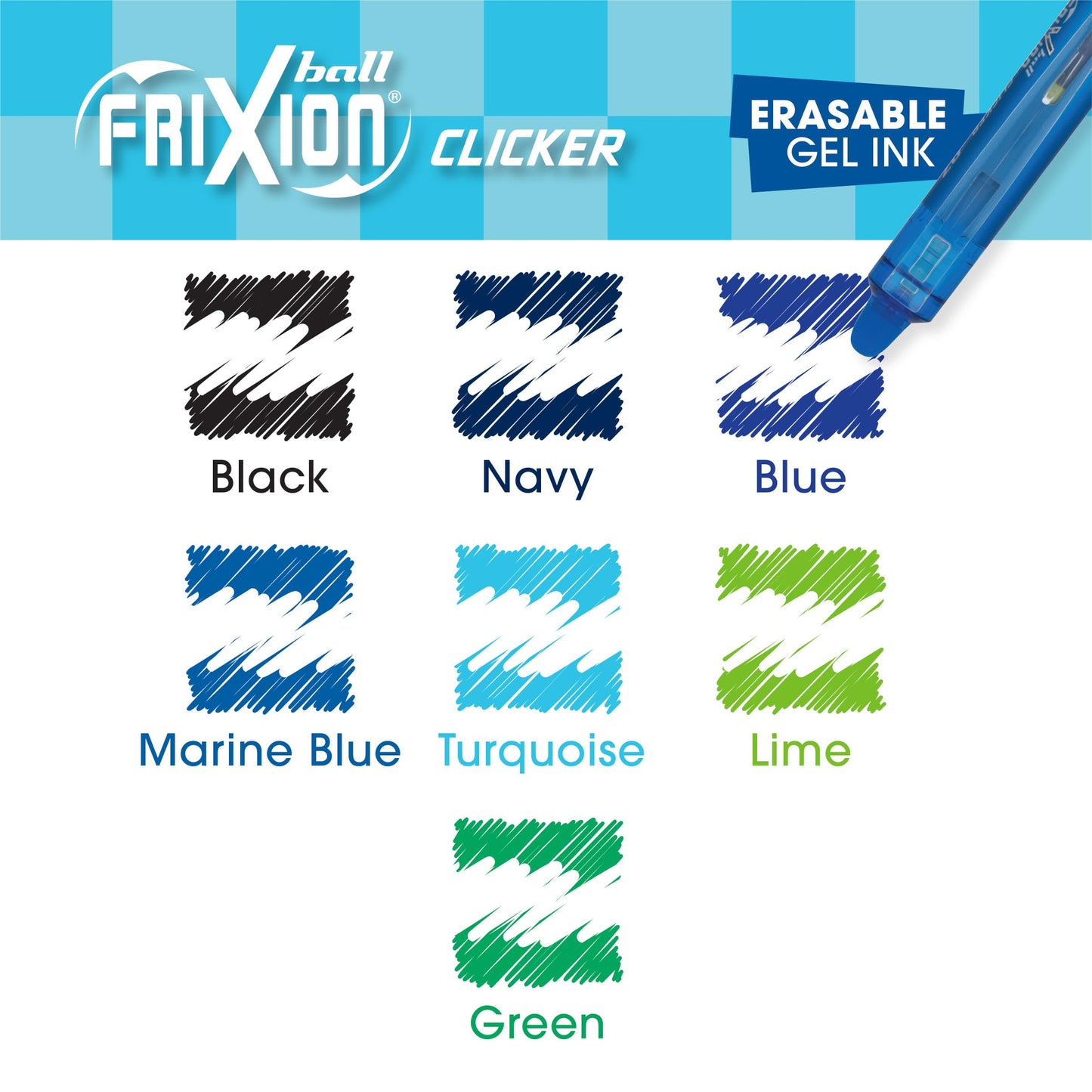 PILOT, 7 Pack, Fine Point 0.7 mm, Assorted Blue/Green Inks