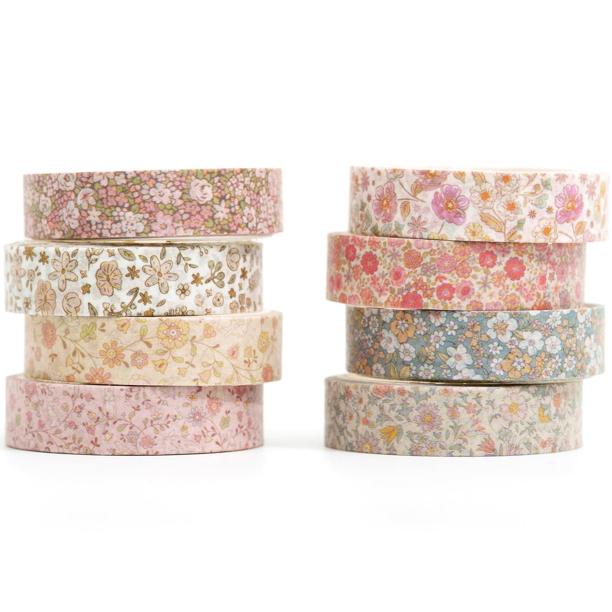 YUBX Vintage Washi Tape Set 8 Rolls Thin Retro Decorative Antique Patterns Masking Tapes for Arts