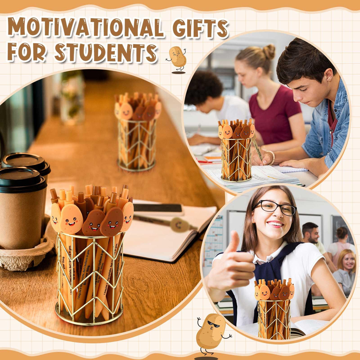 MotiMind 40 Sets Potato Pen for Coworkers Bulk Employee Appreciation Gifts Funny Emotional Bulk
