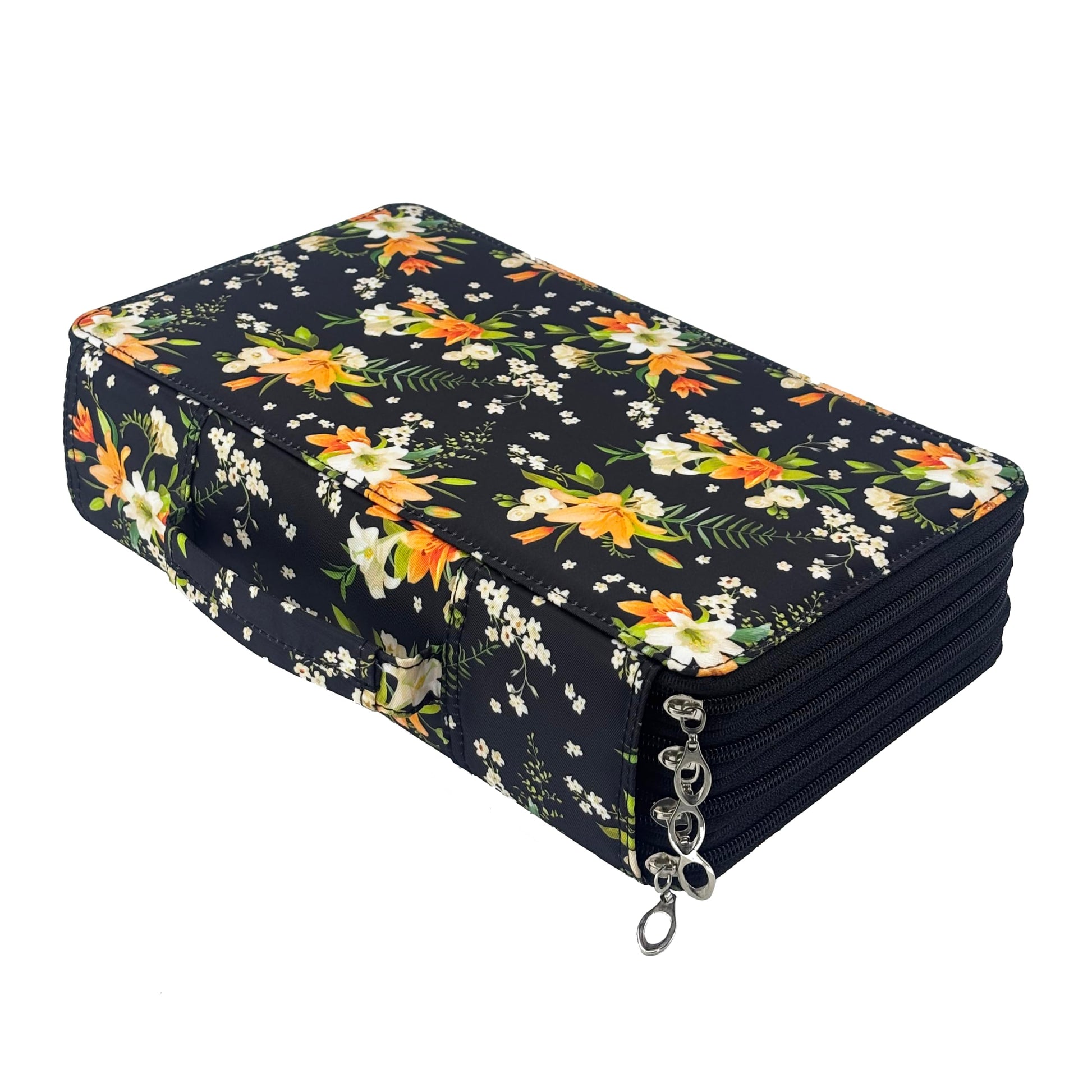 YOUNGCOL 300-Capacity Colored Pencil Case Pen Organizer(Black Floral)