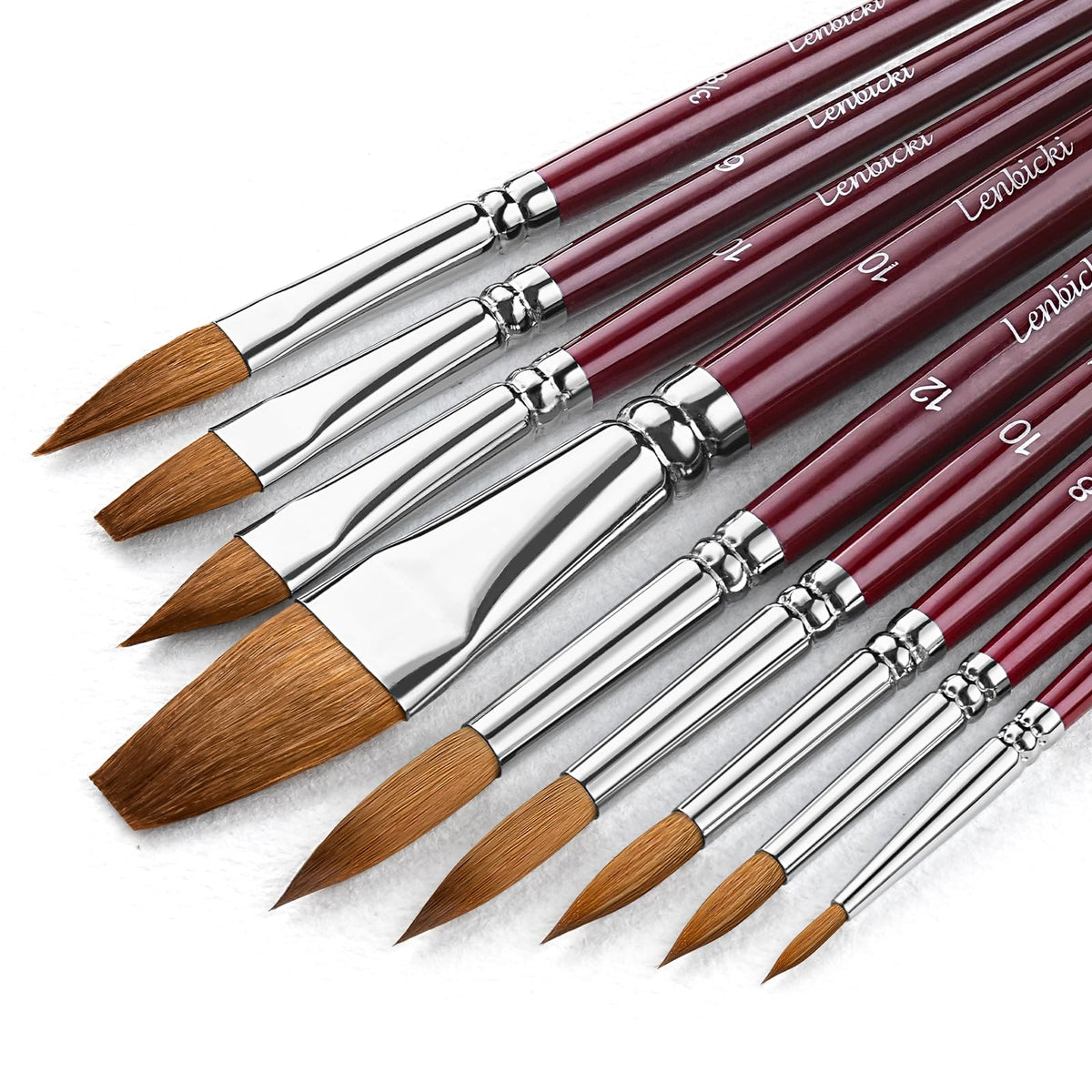 Sable Watercolor Paintbrushes Professional, lenbicki 9PCS Natural Hair Brush Set for Watercolor