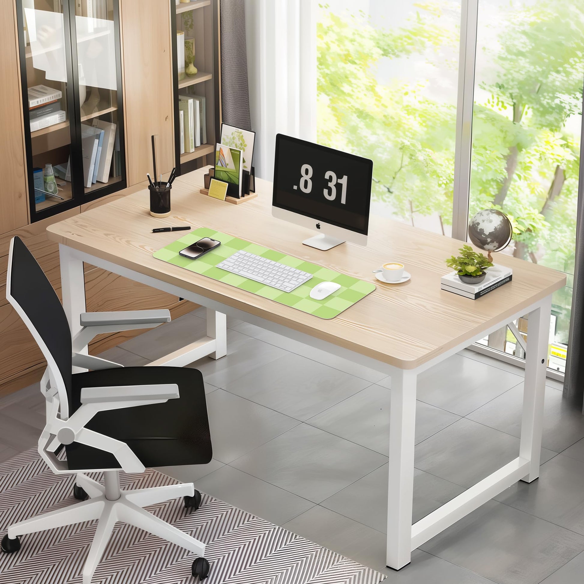 AFIING Green Checkered Desk Mat 31.5" x 12", Waterproof Desk Pad