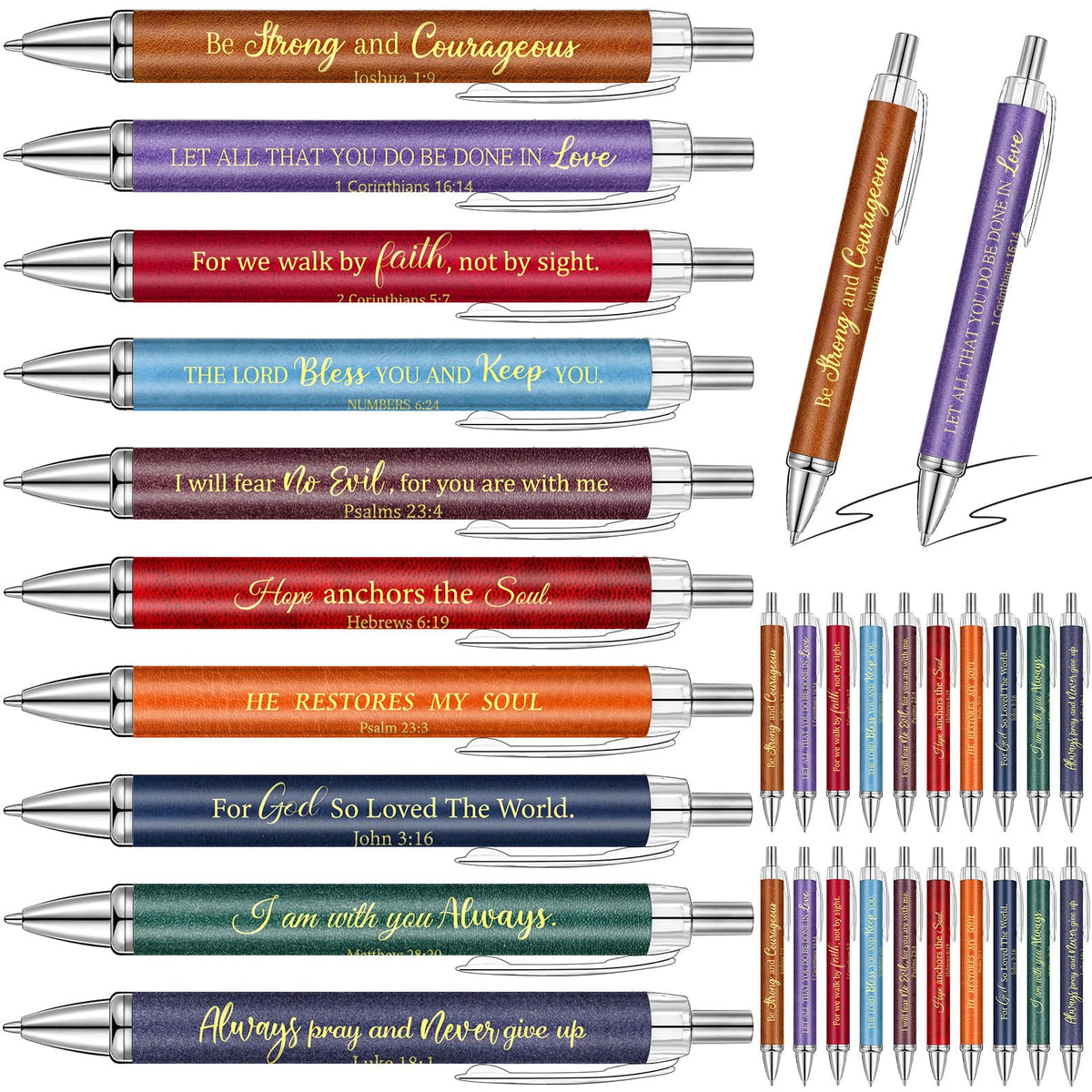 Qeeenar 50 Pcs Bible Verse Pens Christian Gift,Morandi