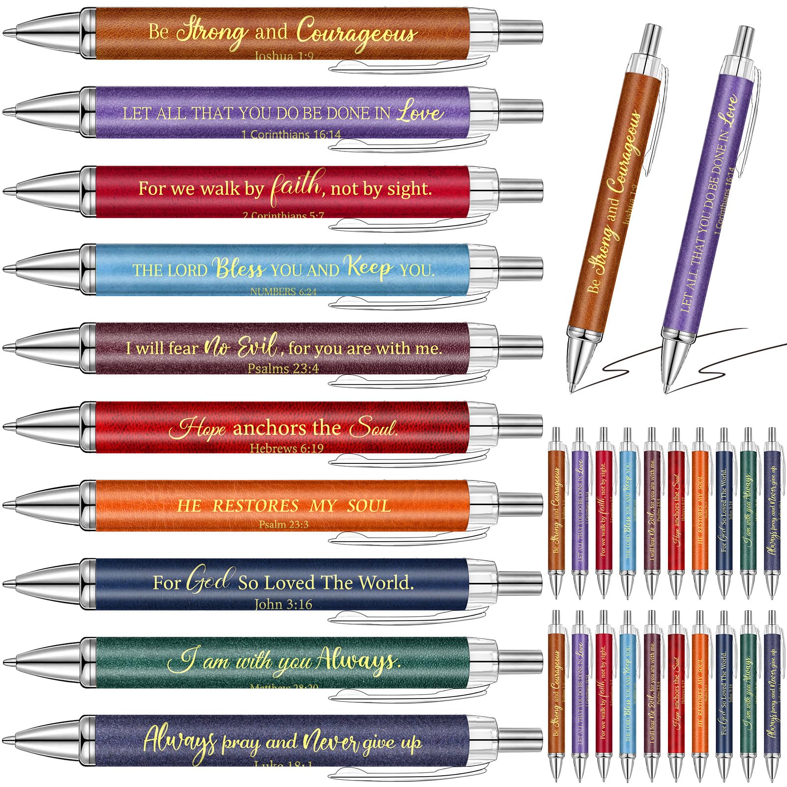 Qeeenar 50 Pcs Bible Verse Pens Christian Gift,Morandi