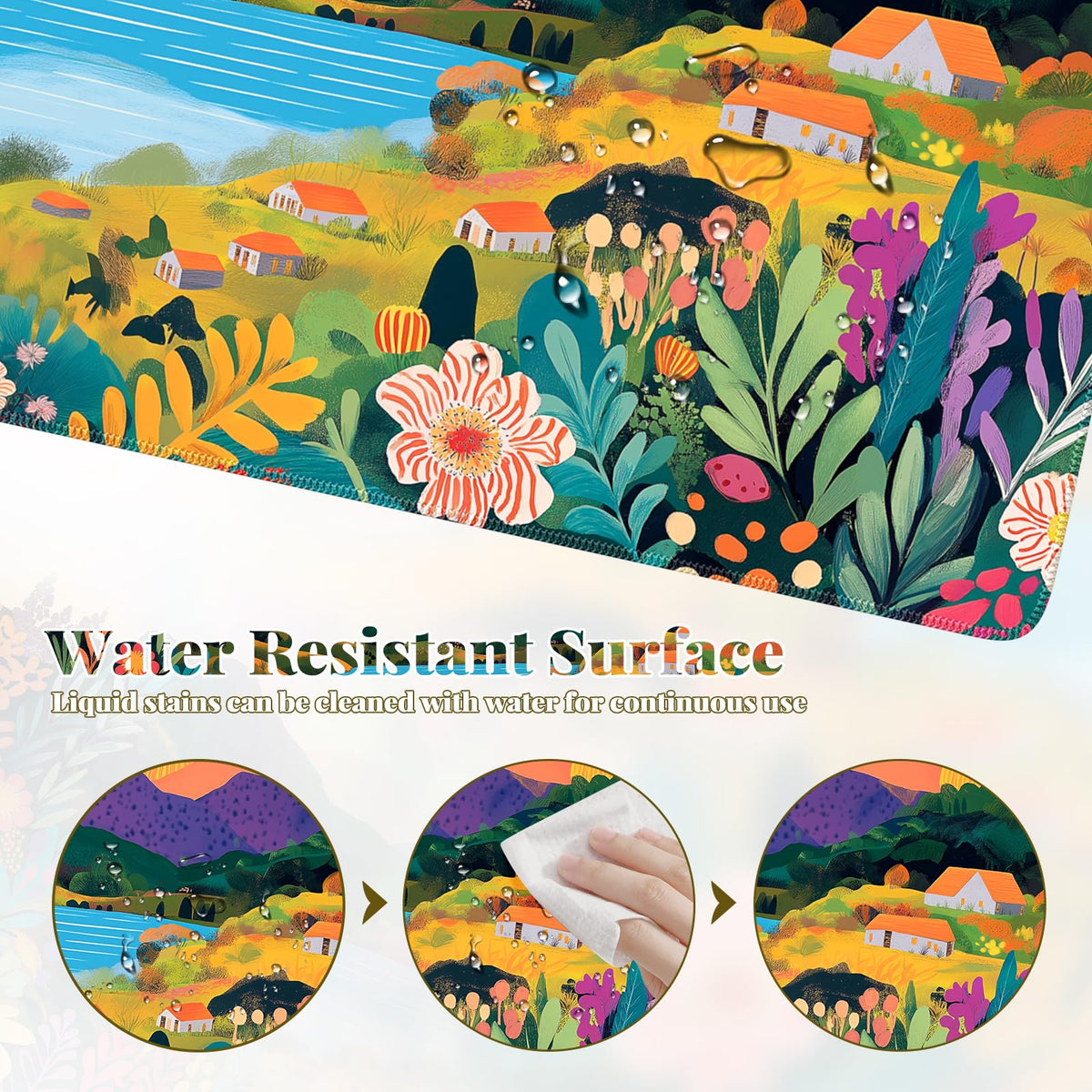 iCasso Large Gaming Mouse Pad 35"x16",Waterproof Desk Mat,Oil Painting