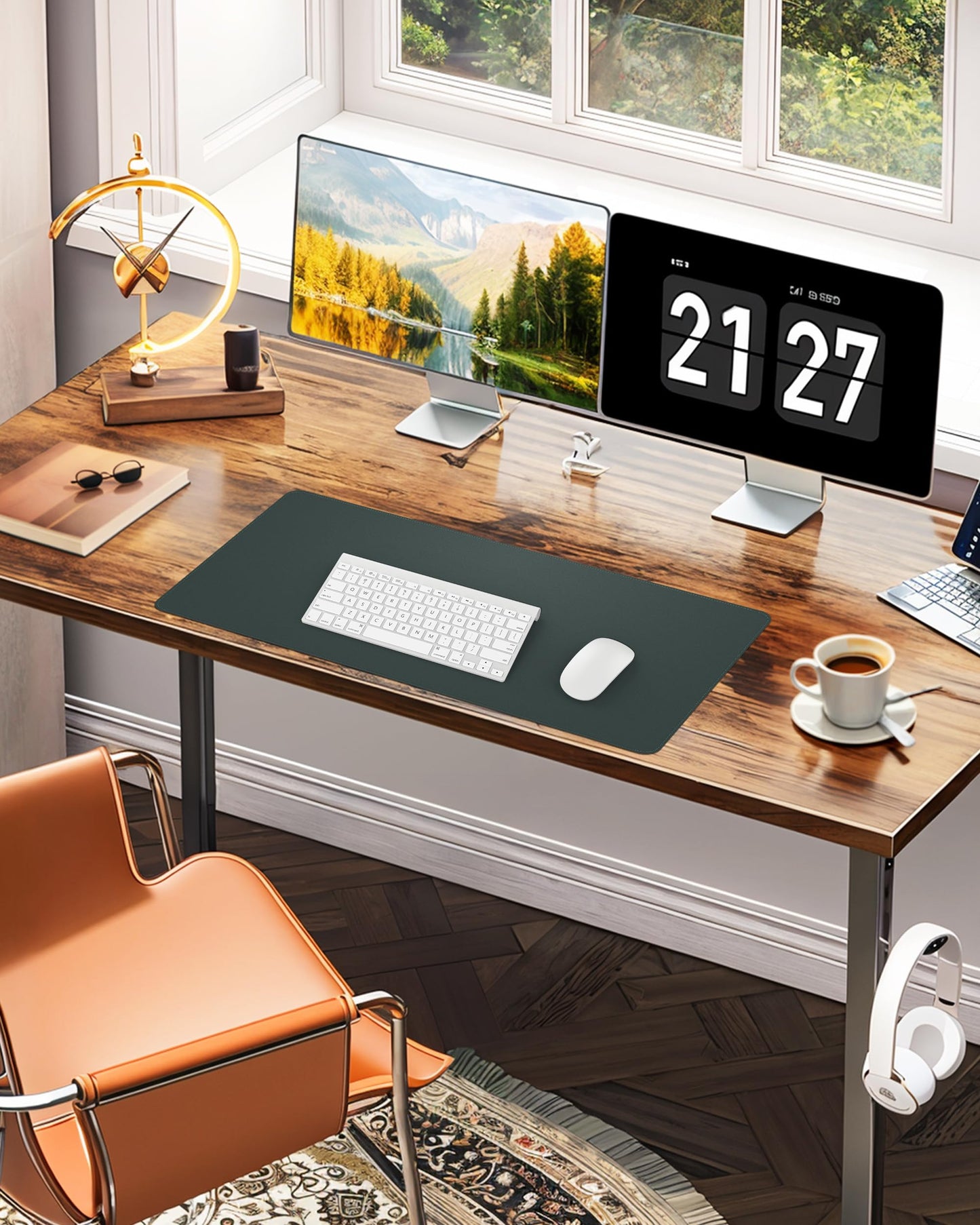 CEBOWA Large Desk Pad Mat - Waterproof Mouse Pad & Desk Protector, Non-Slip XL PU Leather Gaming