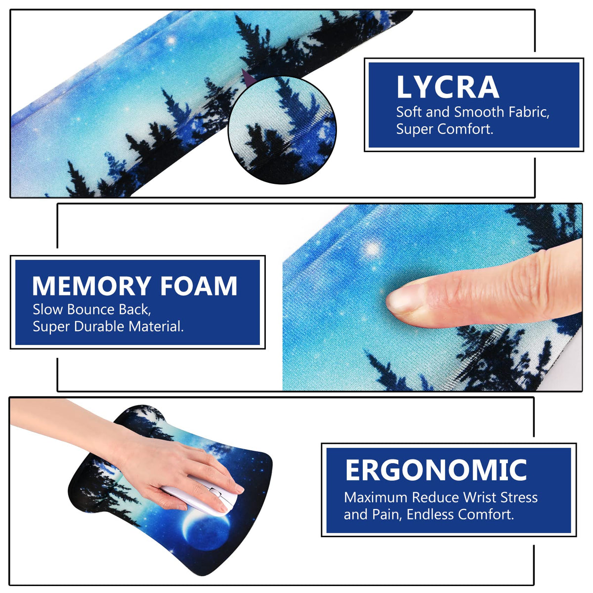 AIMSA Ergonomic Keyboard Wrist Rest and Mouse Pad with Wrist Support Set, Memory Foam Non-Slip