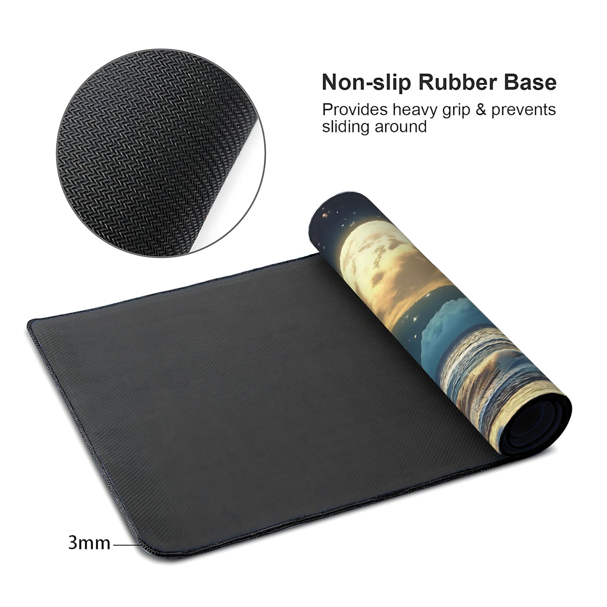 Aesthetic Kanagawa Great Wave Gaming Mouse Pad, Deep Blue Japanese Desk Mat with Anti-Slip Base &