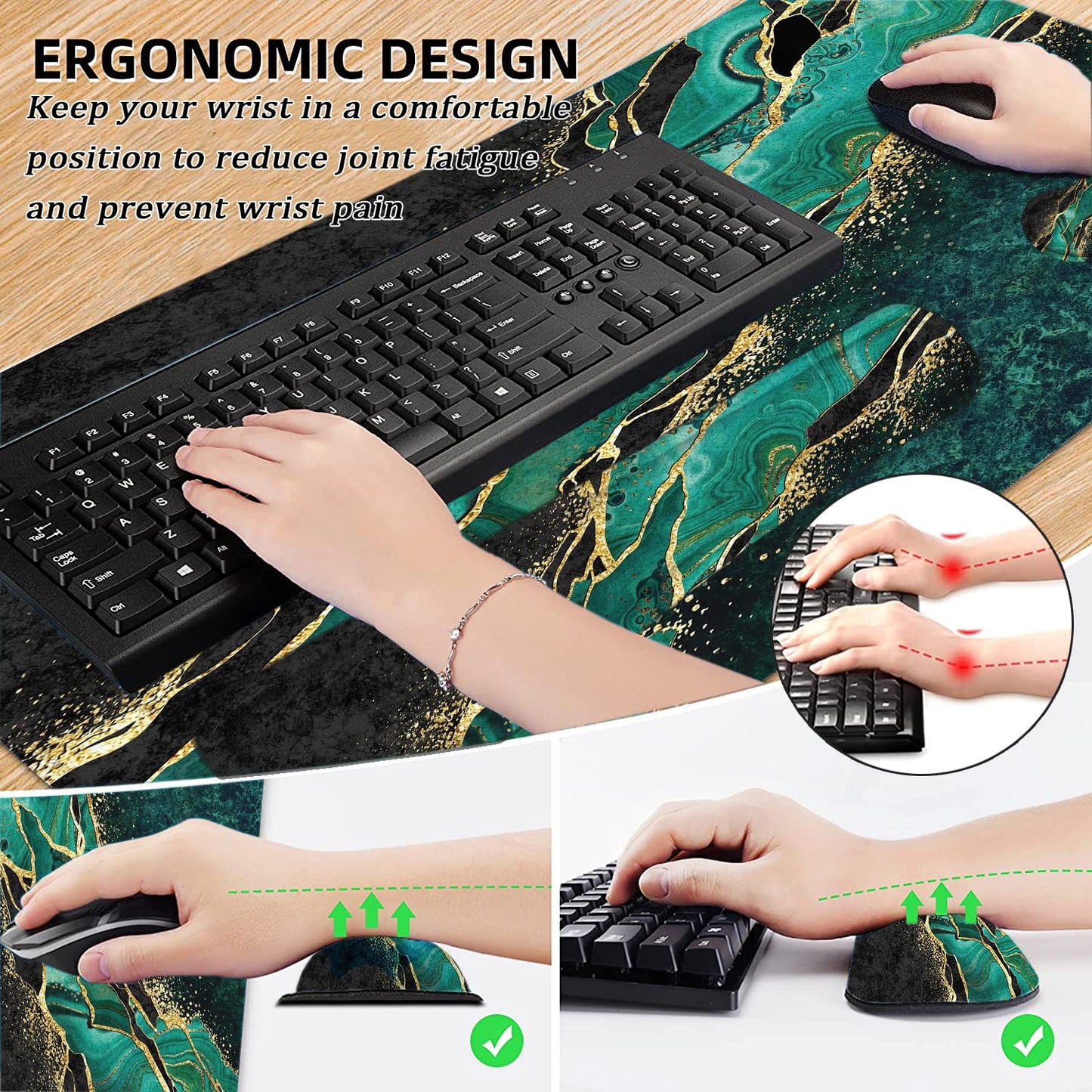 Large Mouse Pad with Wrist Rest, 4-in-1 Wrist Rest for Keyboard and Mouse