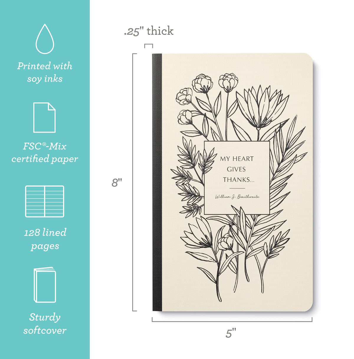 Compendium Softcover Journal - My heart gives thanks… – A Write Now Journal with 128 Lined Pages