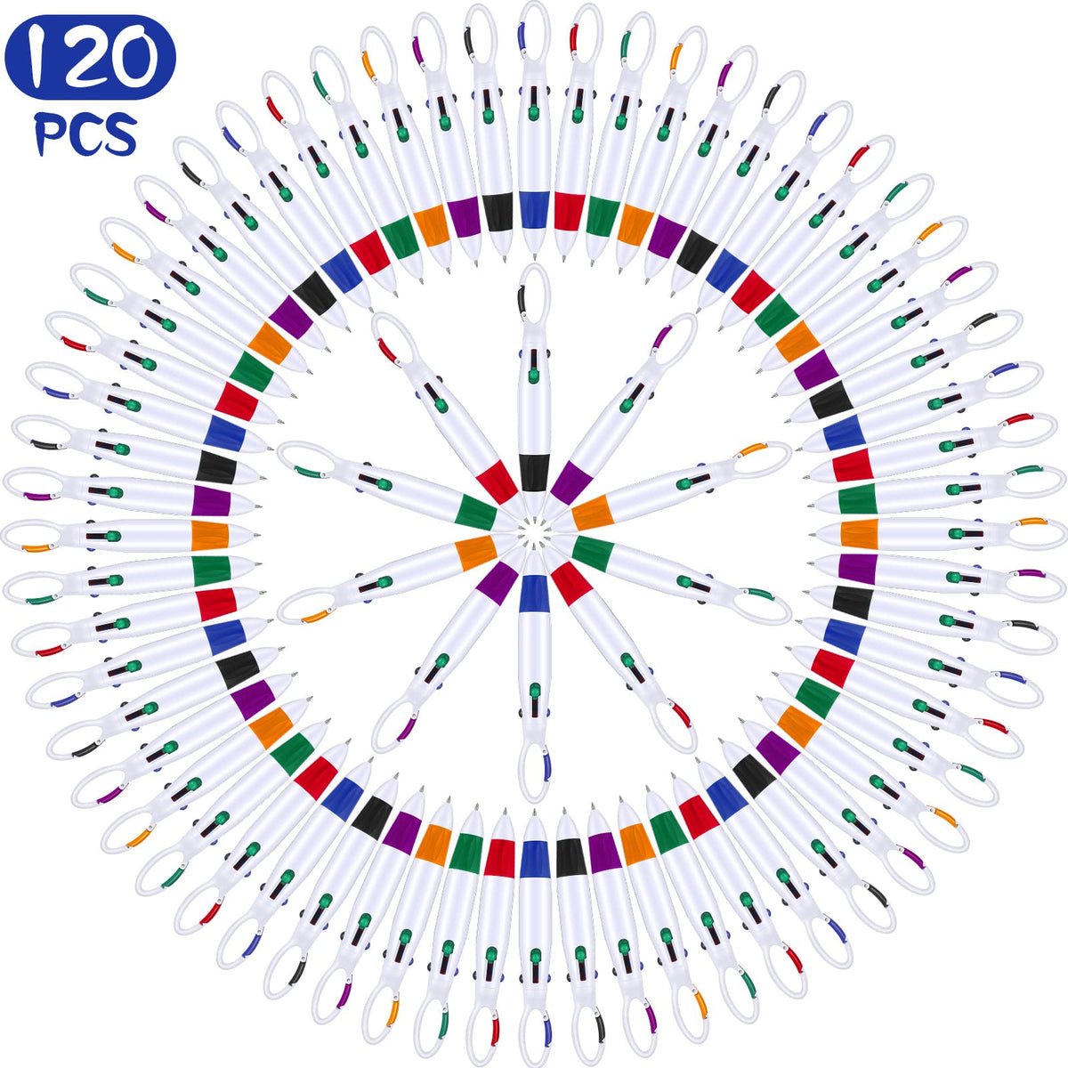 Yinder 120 Pieces Bulk Retractable Shuttle Pens 4-in-1 Multi-color Ink