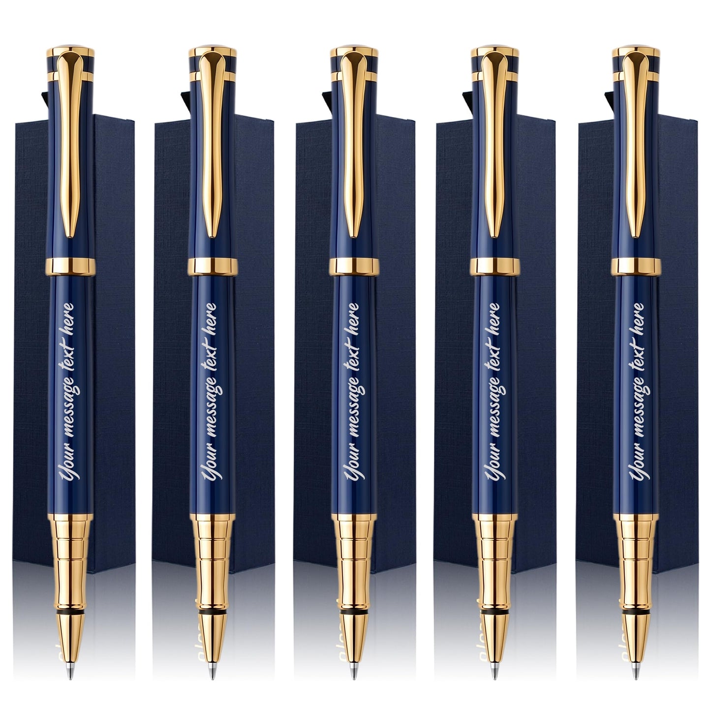 Ancolo Blue Ballpoint Pens - Modern, Classy, and Functional - Engraved with Your Message - Perfect