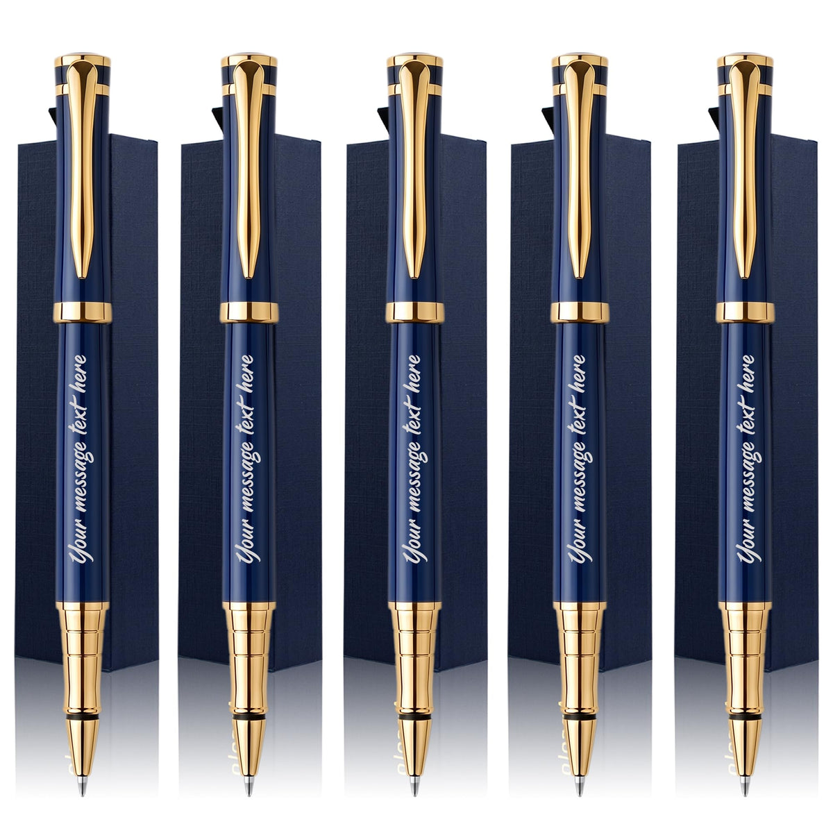 Ancolo Blue Ballpoint Pens - Modern, Classy, and Functional - Engraved with Your Message - Perfect