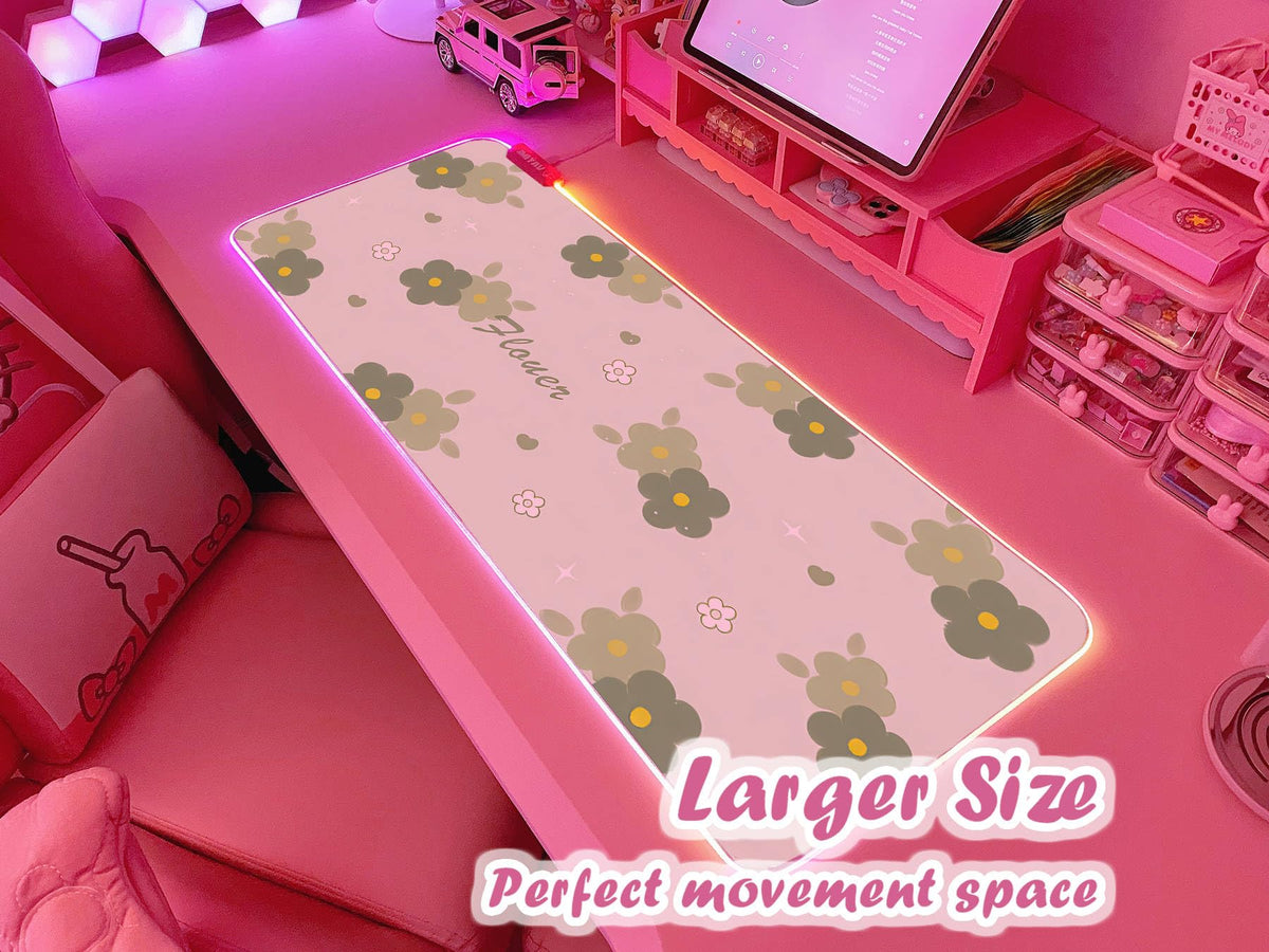 JMIYAV Pink RGB Gaming Mouse Pad 31.5x12 Inch PC XL Large Extended Glowing Led Light Up Desk Pad