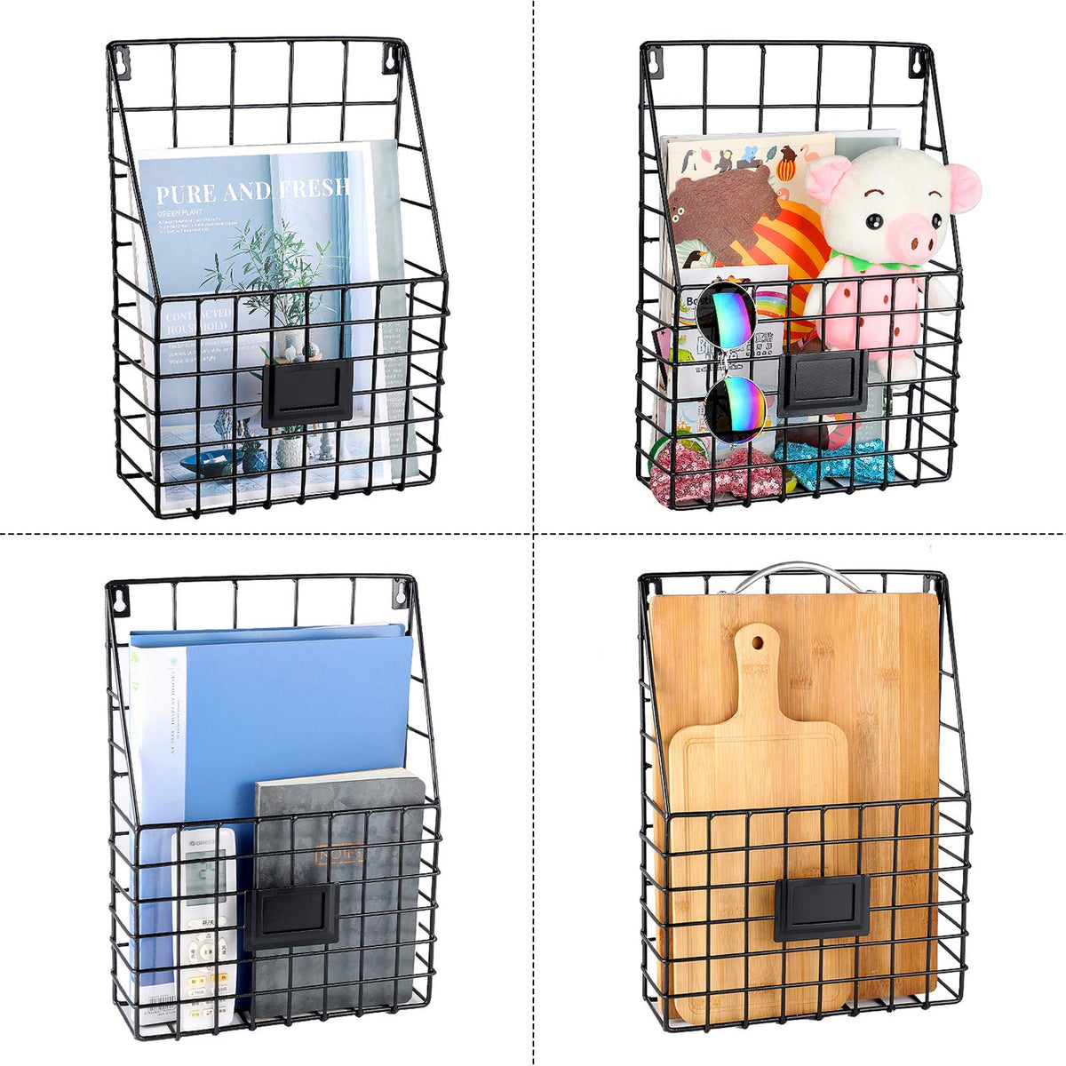 WantuSee Storage Racks, Metal Wire Wall Mounted Magazine Holder, Wall Hanging Organizer holder for