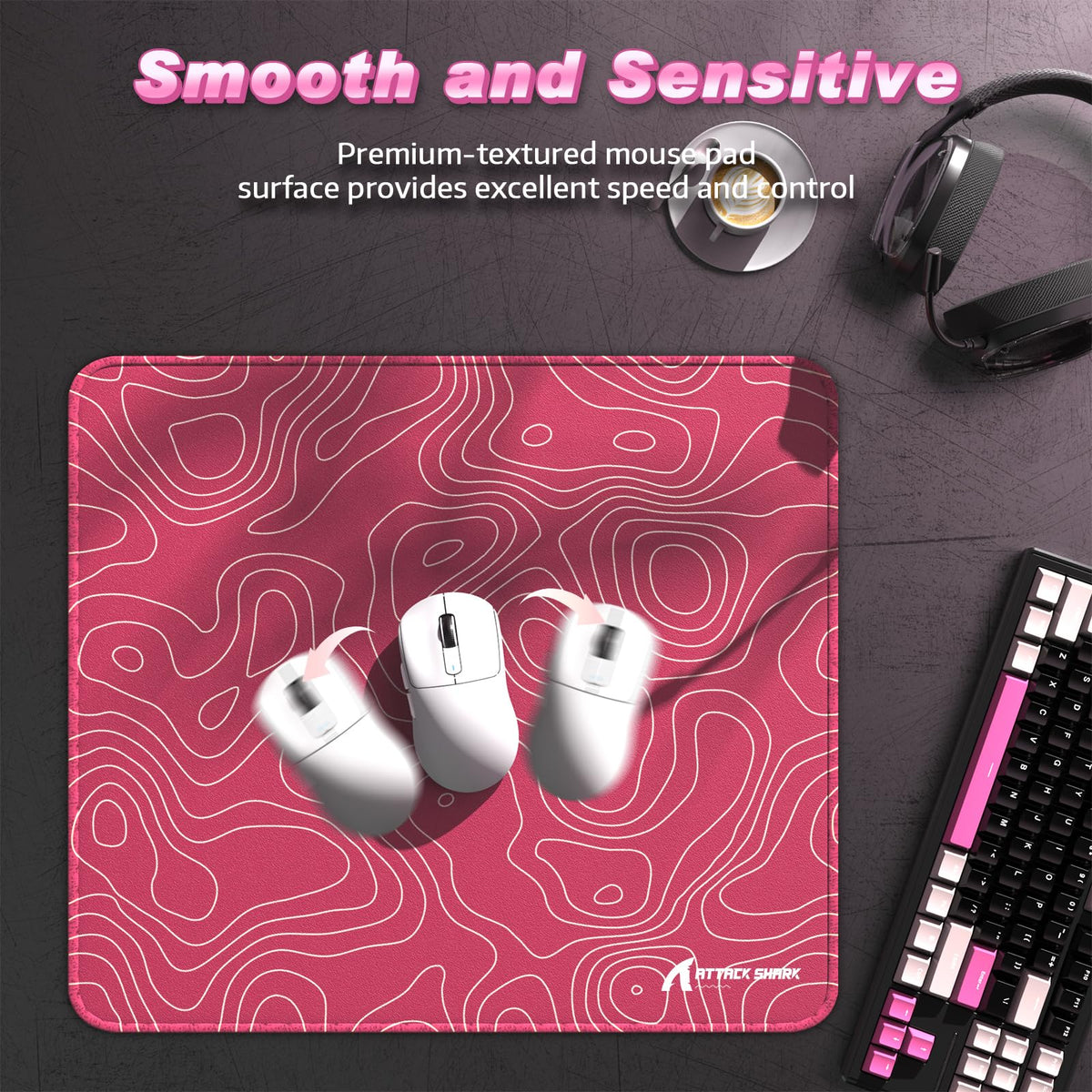 ATTACK SHARK CM02 Gaming Mouse Pad for Esports Speed Large Mouse mats for Desk Waterproof Surface