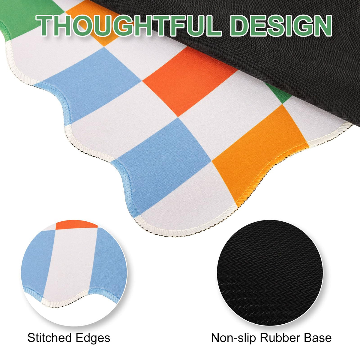 L-SPOUTTO Checkered Mouse Pad,Scalloped Groovy Desk Mat XXL Gaming Mousepad