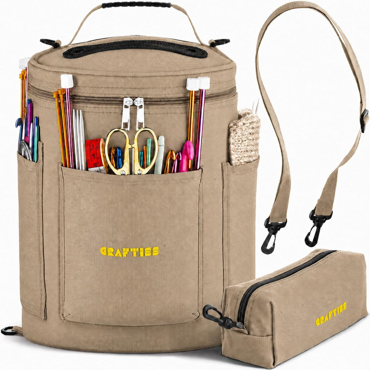 CRAFTISS Crochet Bag Organizer & Yarn Storage Bag, Knitting Bag and Yarn Holder with Removable