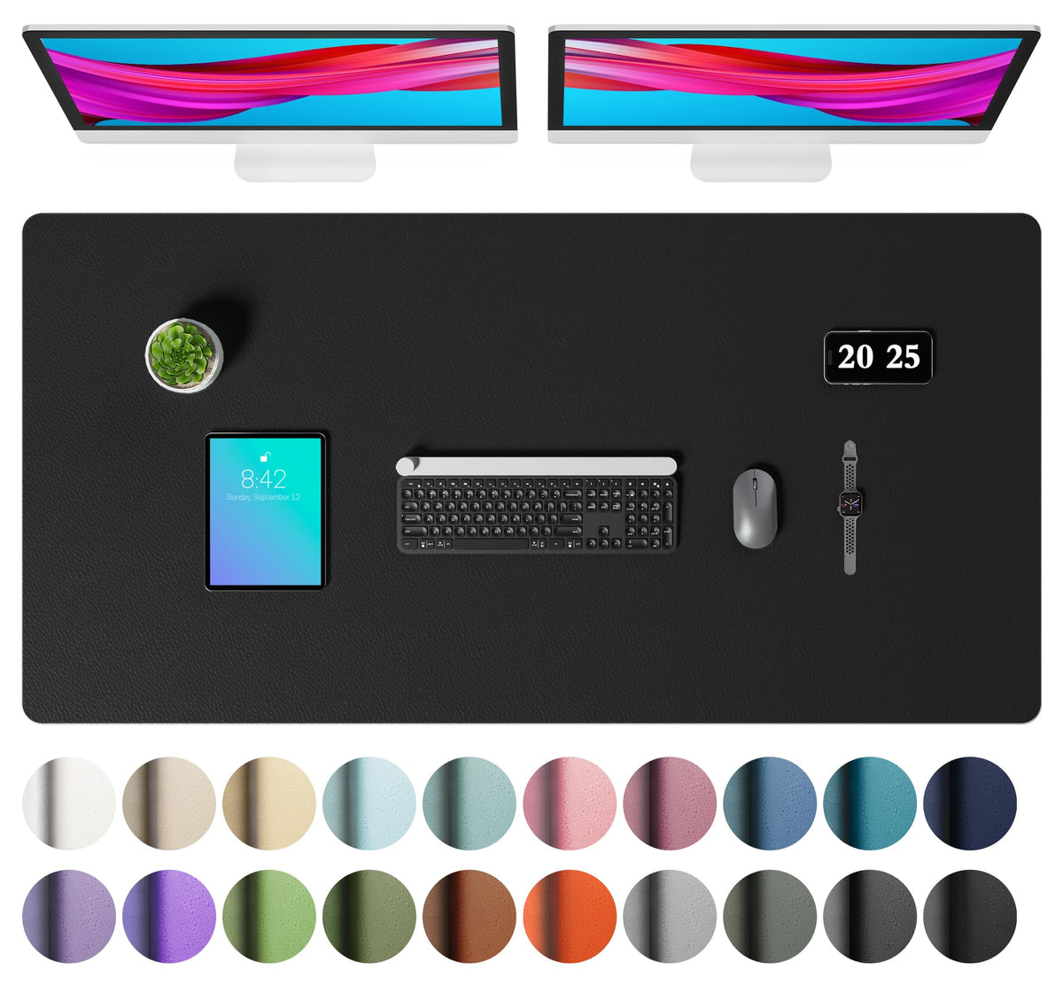 Aothia Faux Leather Desk Mat – Large Mouse Pad, Non-Slip PU Leather Blotter, Waterproof Writing