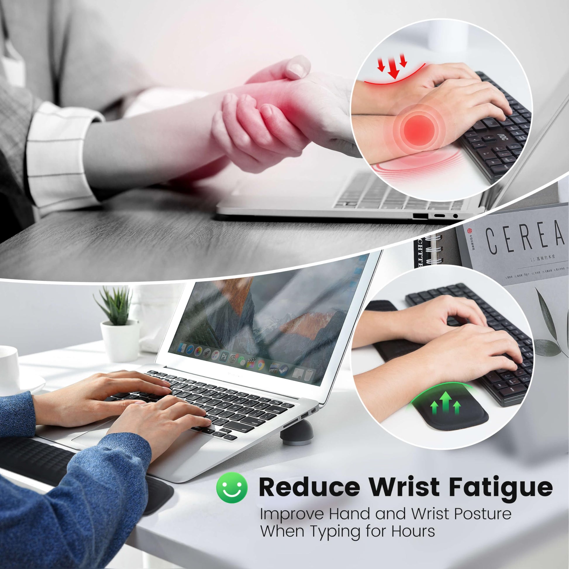 MEKASS Keyboard Wrist Rest - Soft Memory Foam Wrist Support for Long Hours of Work, Gaming